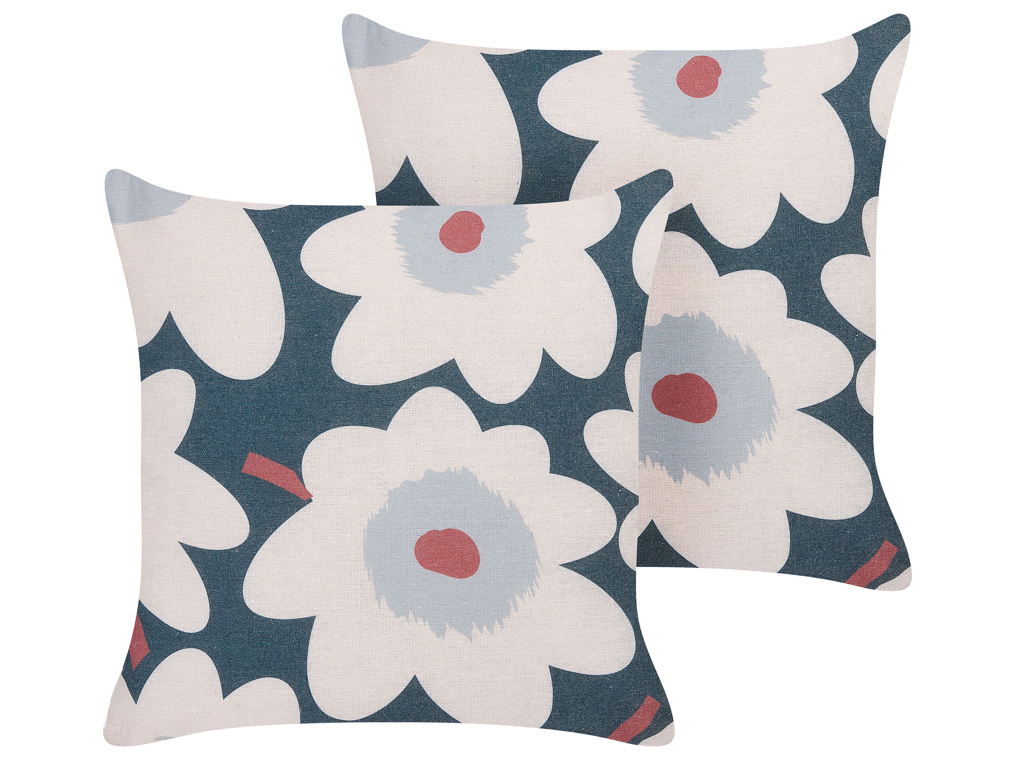 Set of 2 Decorative Cushions SESBANIA 45 x 45 cm Multicolour Floral Pattern