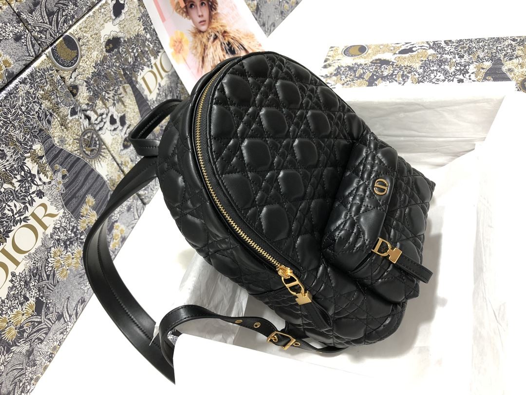 Mini Dior Backpack Cannage Black For Women‎ 12 in/ 31.5 cm CD1:1High-quality replica