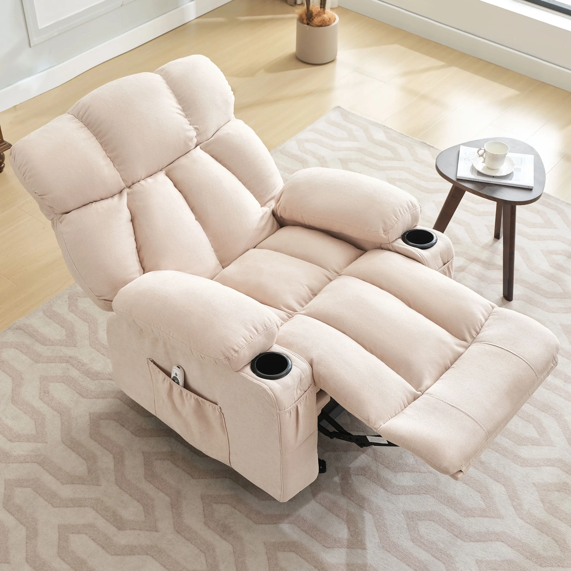 JONPONY Manual Recliner Chair with Heat Therapy and Massage Function, Heavy Duty Reclining Mechanism Massage Chair, Elderly Single Rocker Sofa with Cup Holders for Bedroom Home Theater,Grey - Image 116