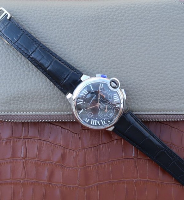 Replica Cartier Ballon Bleu De Cartier Chrono SS Black Dial A8101 - Top club