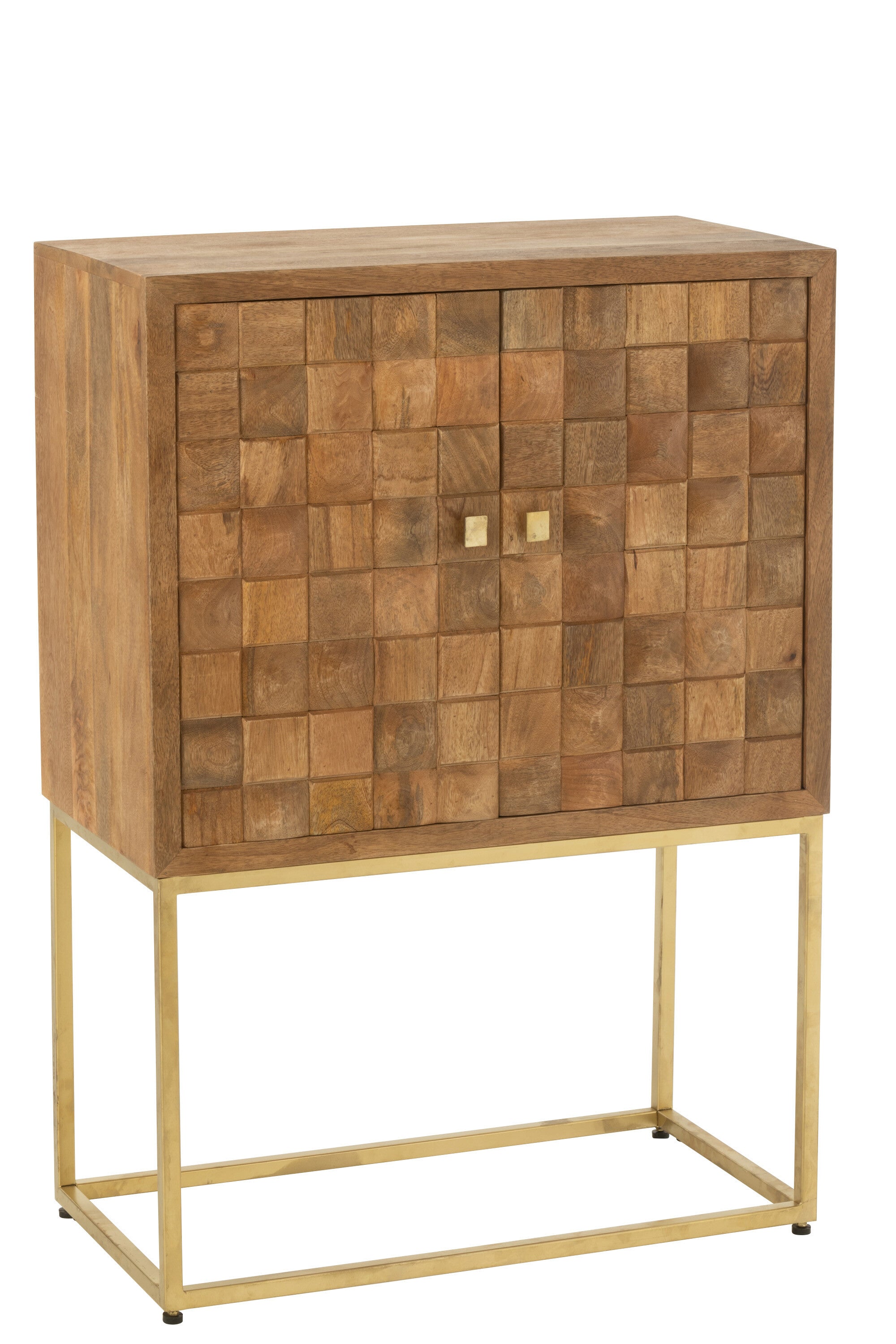 J-Line kast Nino Op Staander - metaal mangohout - naturel goud