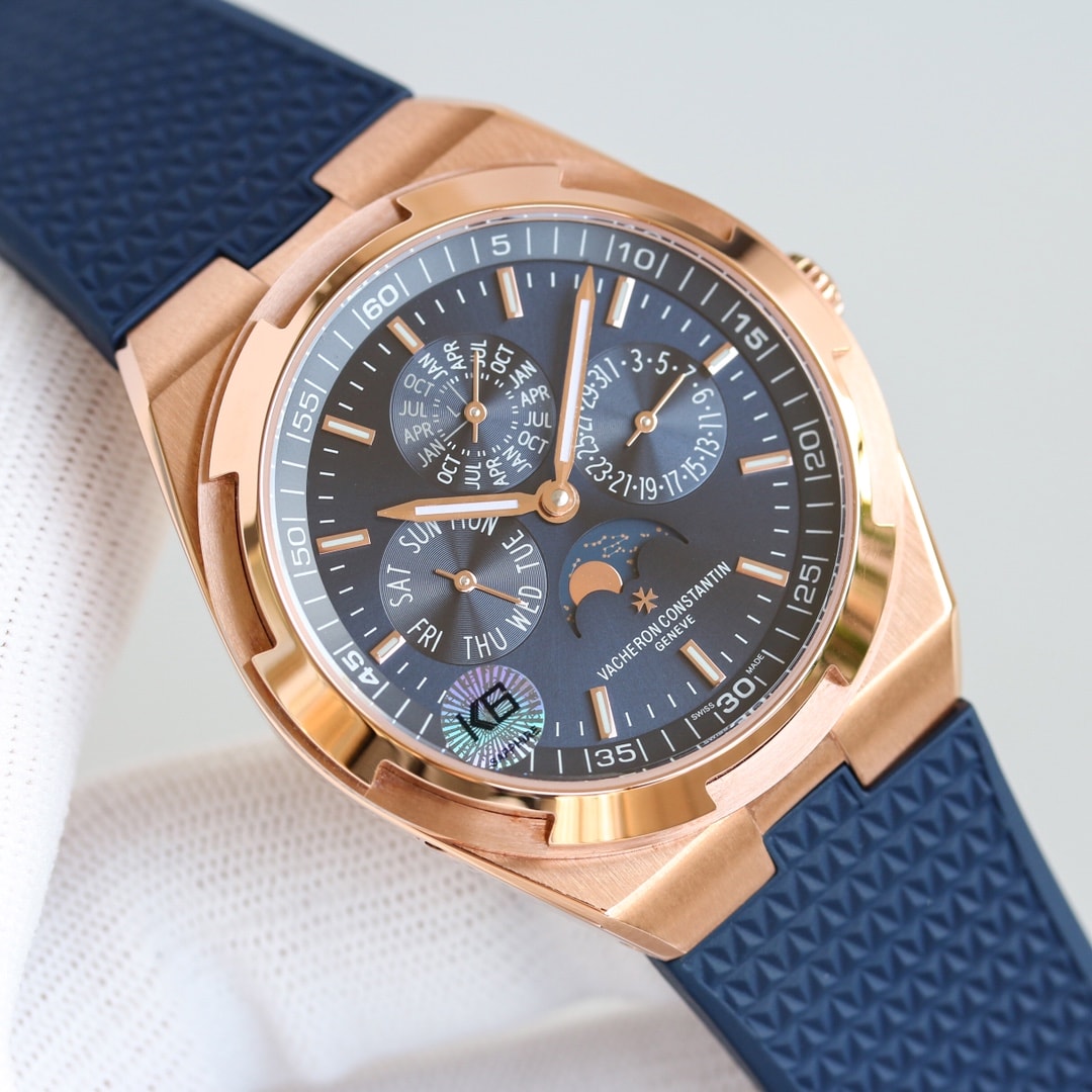 Fake Vacheron Constantin Replica Watches Overseas perpetual calendar ultra-thin Boutique Exclusive 41.5 MM PINK GOLD 4300V/220R-B509(1:1 replica) - Top club