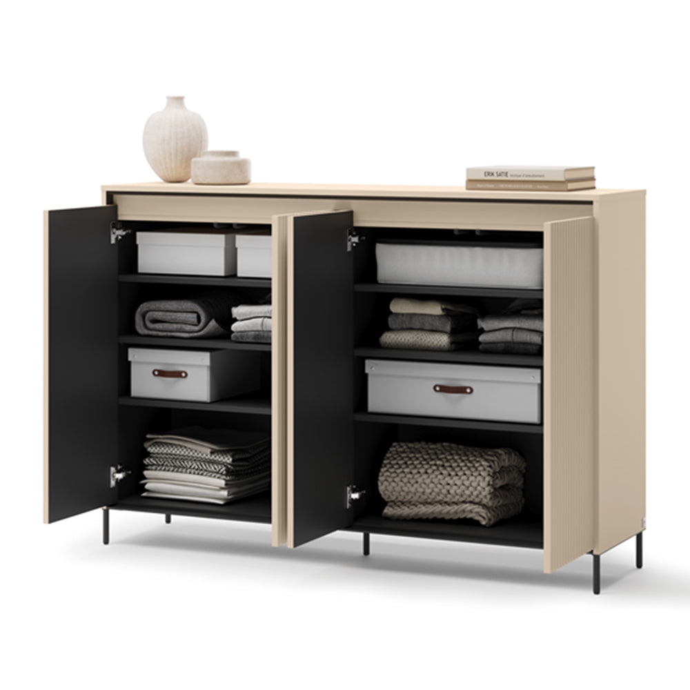 Blokker Brive Dressoir B 153 cm - 4-deurs met Verlichting - Zand