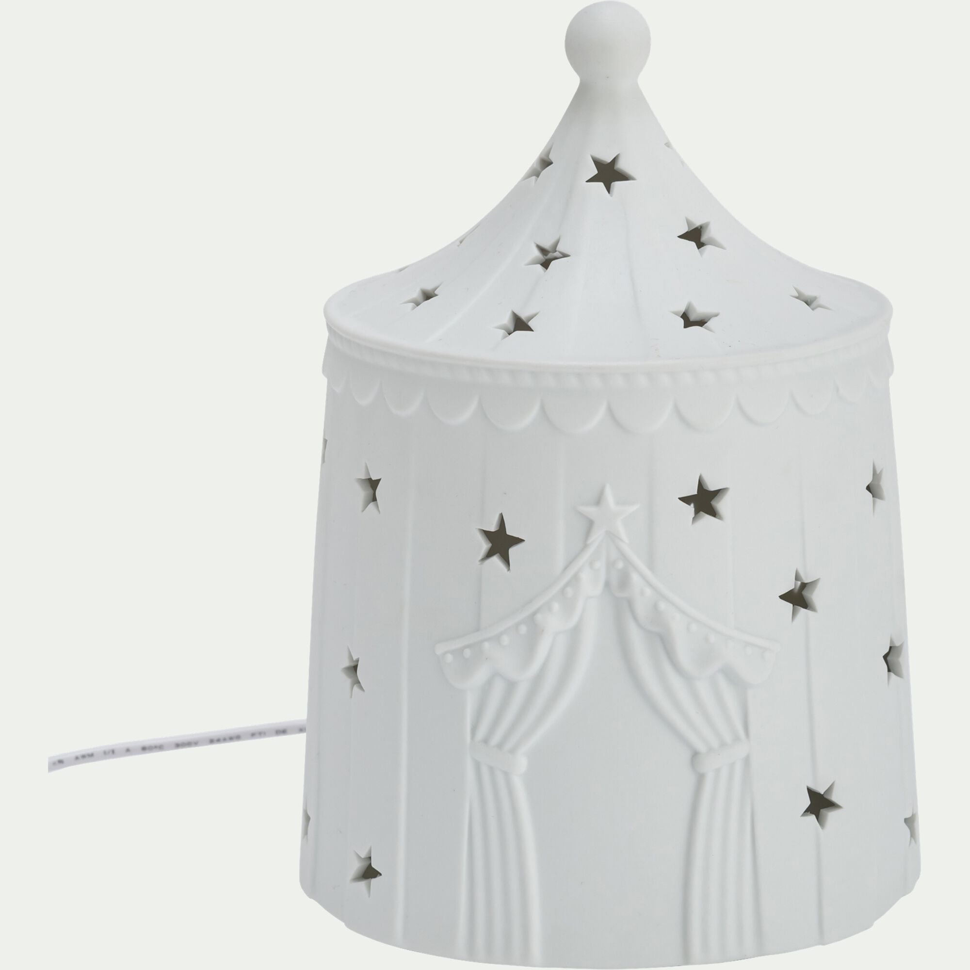 Parade - Lampe à poser électrifié forme chapiteau en porcelaine H20cm - blanc
