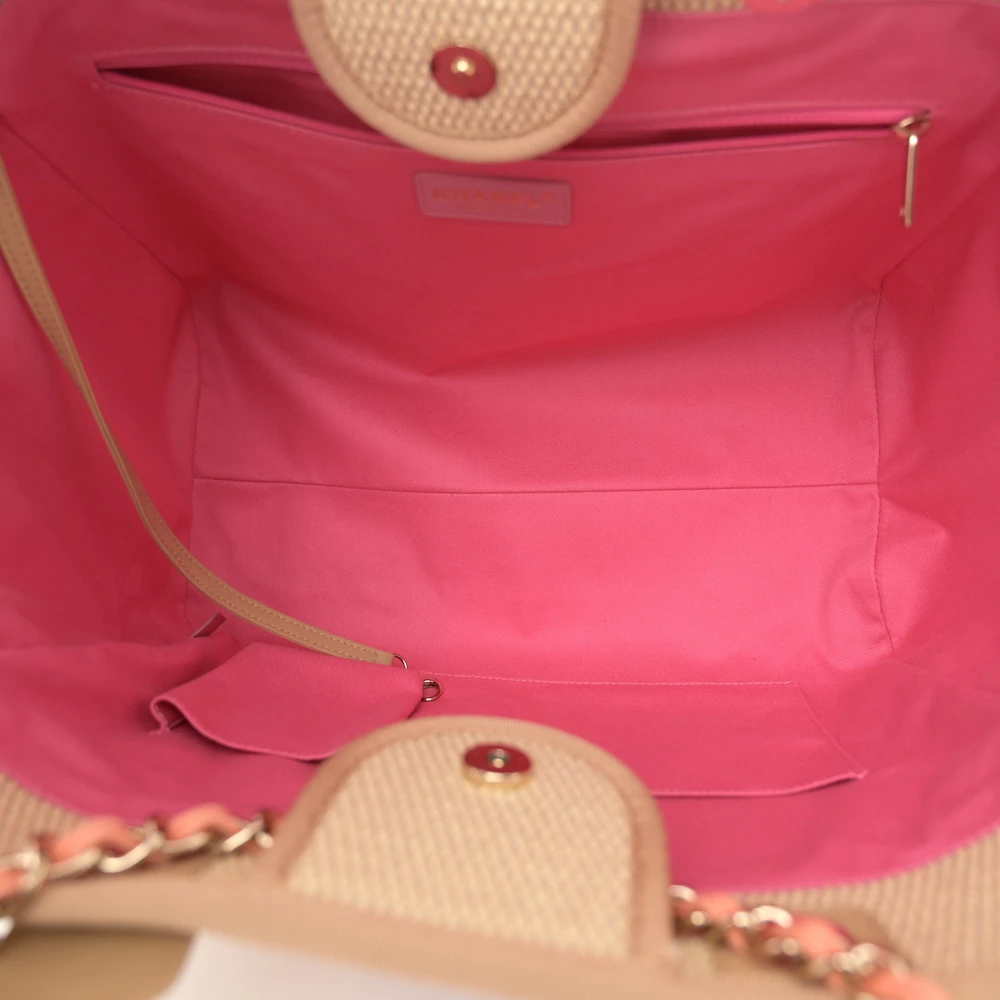 Black & Beige Chanel Deauville Mirror Quality Replica Handbag1:1High-quality replica