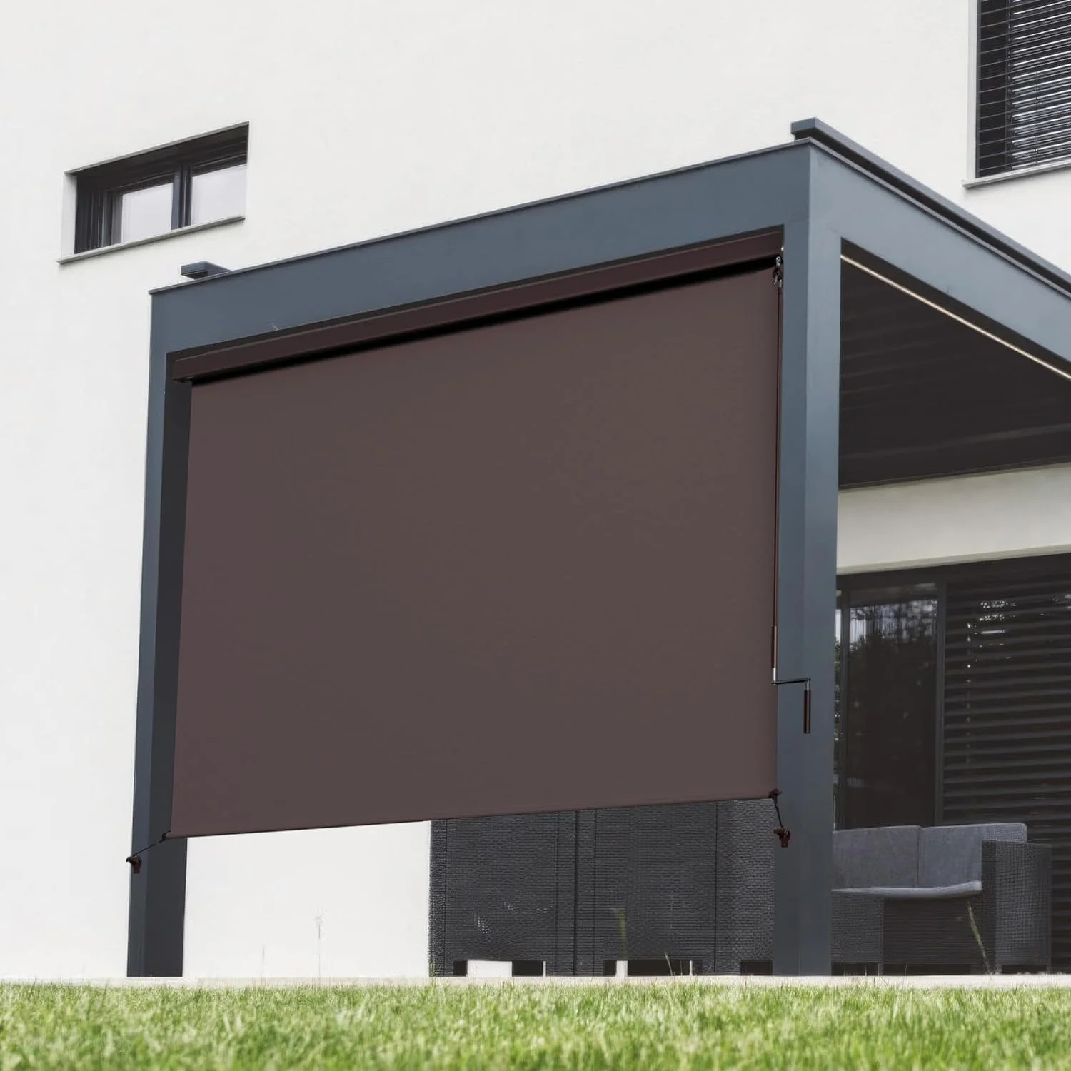 Superjoe Outdoor Roller Shade for Patio, Cordless Blackout Waterproof Blind, UV Block, 4'L x 6'W - Image 11