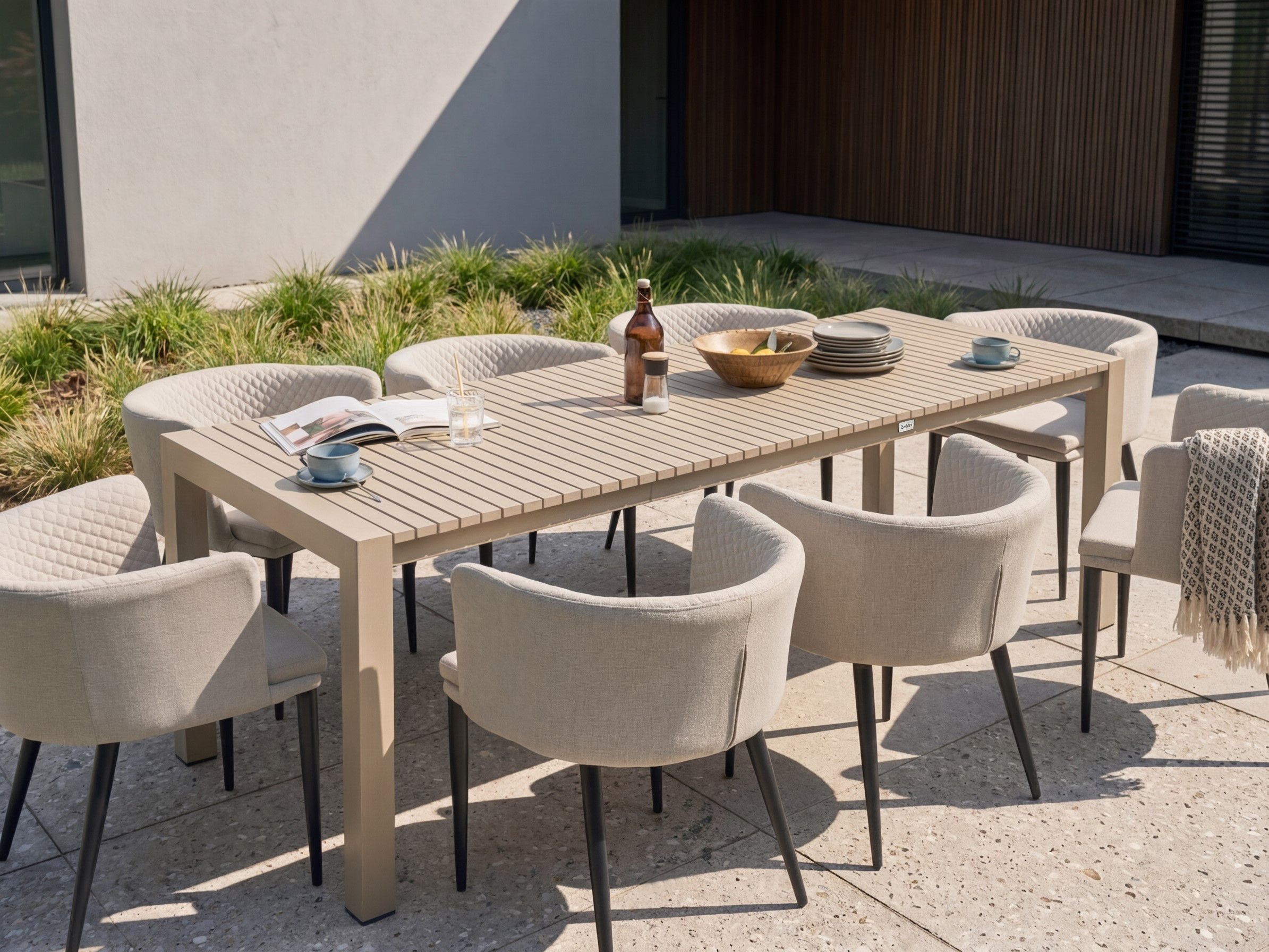 Extending Garden Dining Table ARDESIO 160/220 cm 90 cm Metal Sand Beige