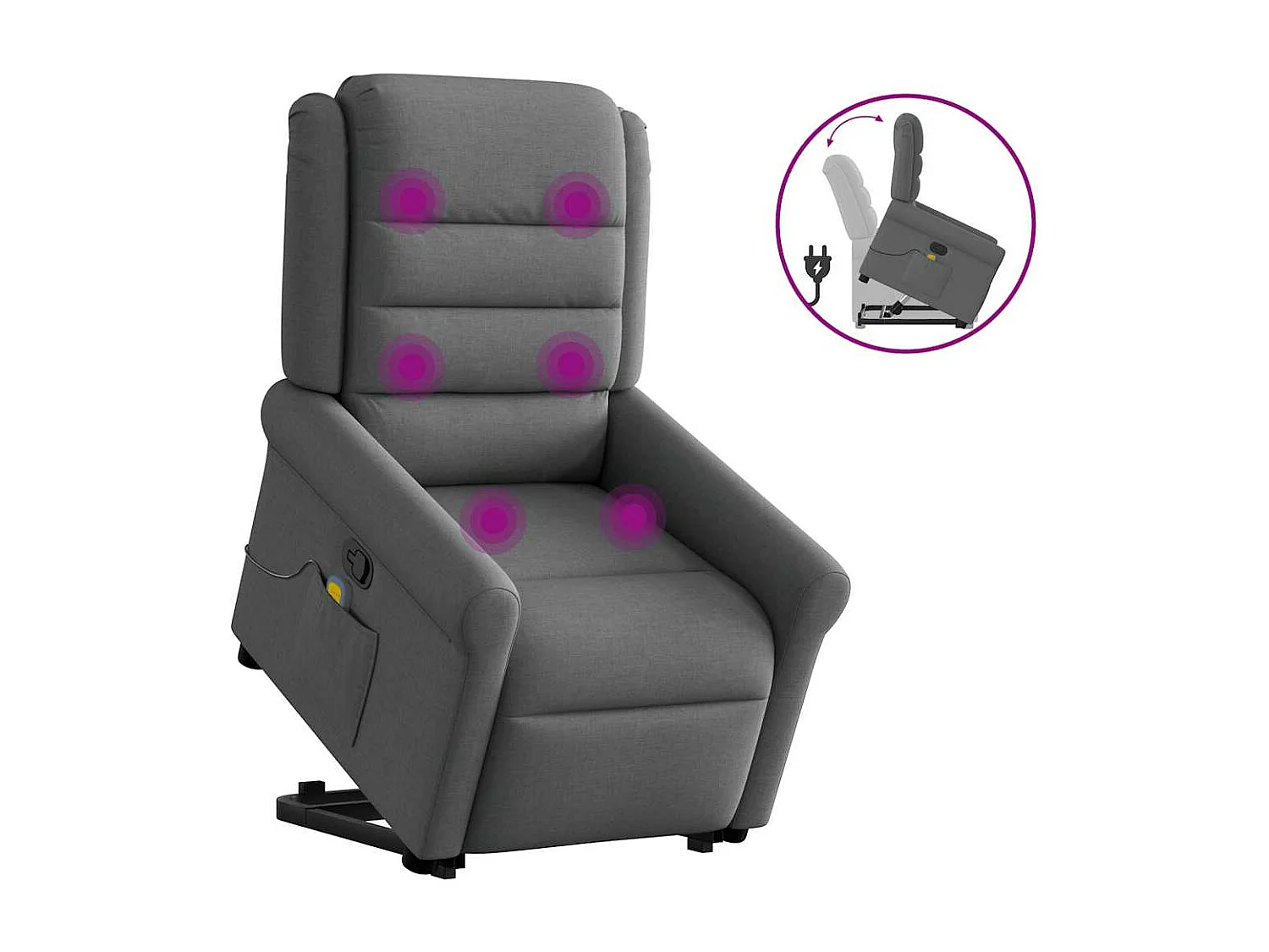 Fauteuil inclinable-Chaise de relax-Fauteuil de Massage Gris foncé Tissu SHL3309