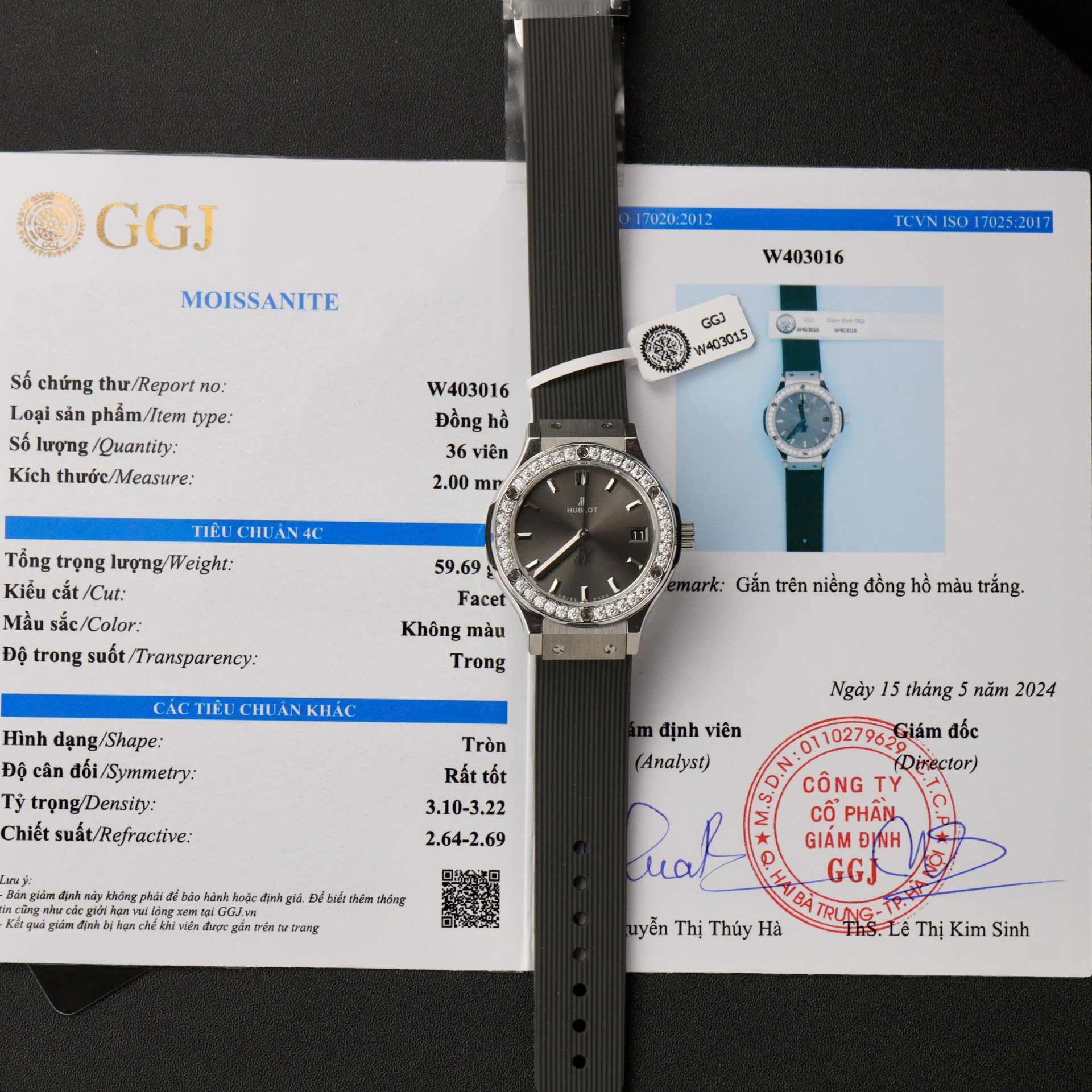 Hublot Classic Fusion Replica Watch Custom Moissanite Diamonds Gray 33mm - Elite Watch Atelier
