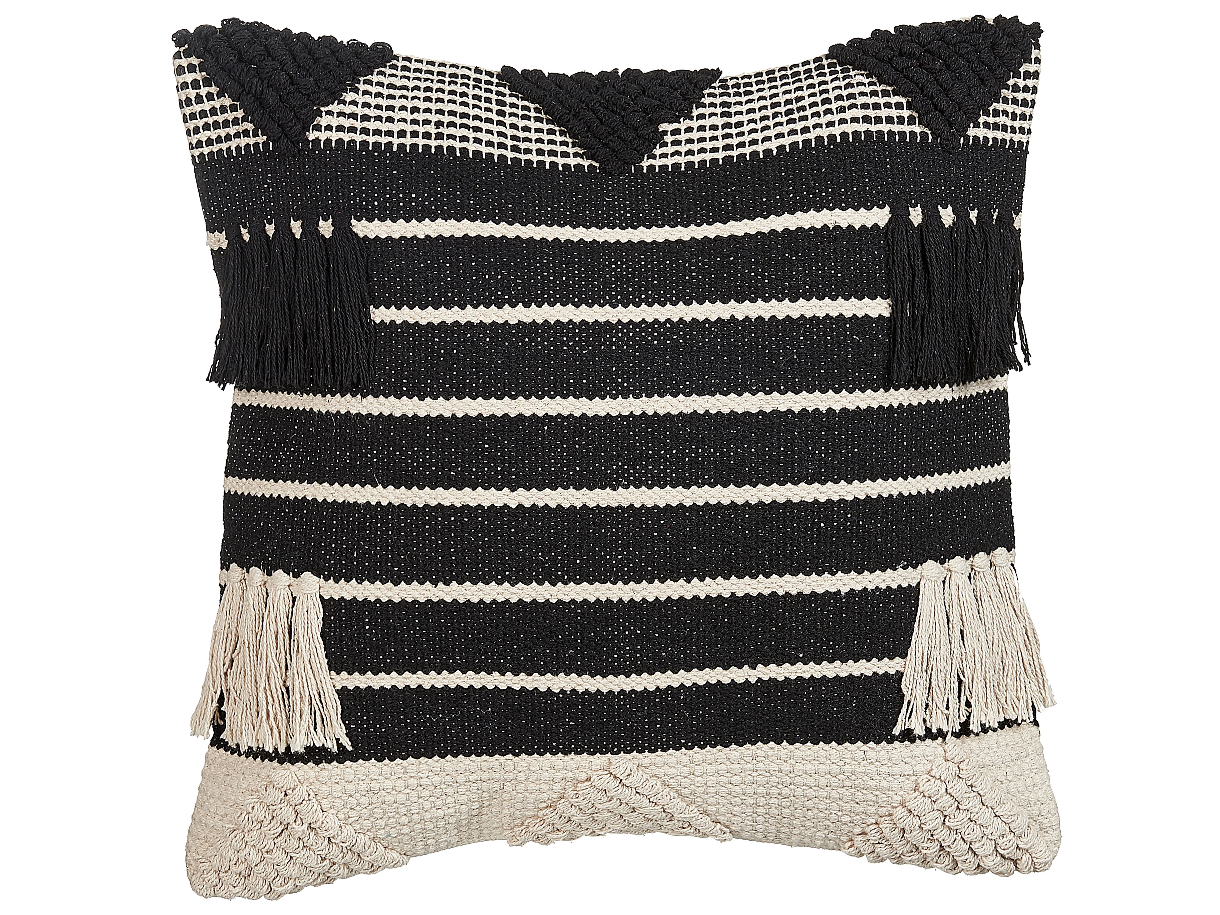 Throw Cushion CHITTOOR Cotton 50 x 50 cm Black Geometric Pattern