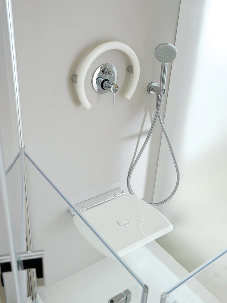 White Curved Grab Bars, Ponte Giulio Maxima Round Grab Bars - Abilene Artificial Limb