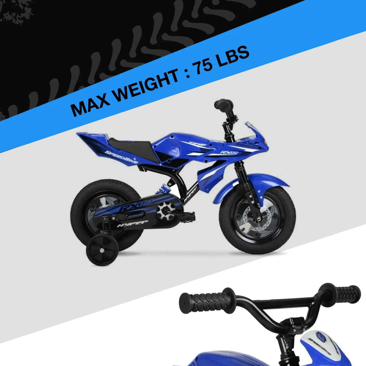 12" Hyper Speed Bike, Childs Bicycle; Kids Ages 2-4 Years Old, Blue, Character Group: Speed - Image 10