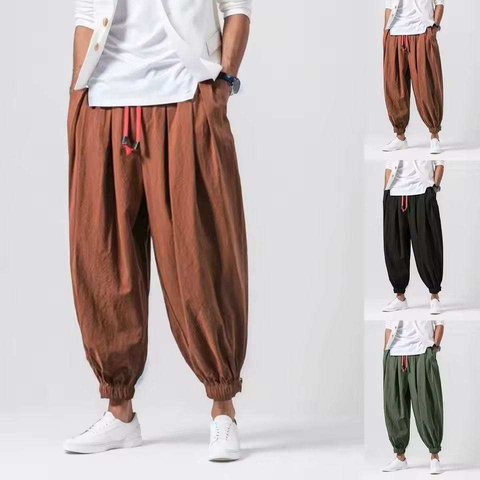 2024 New Model Cross-Border E-Commerce Best-Selling American Style Men's Loose Lantern Jogger Pants Men's Wide-Leg Harem Slim-Fit Pants