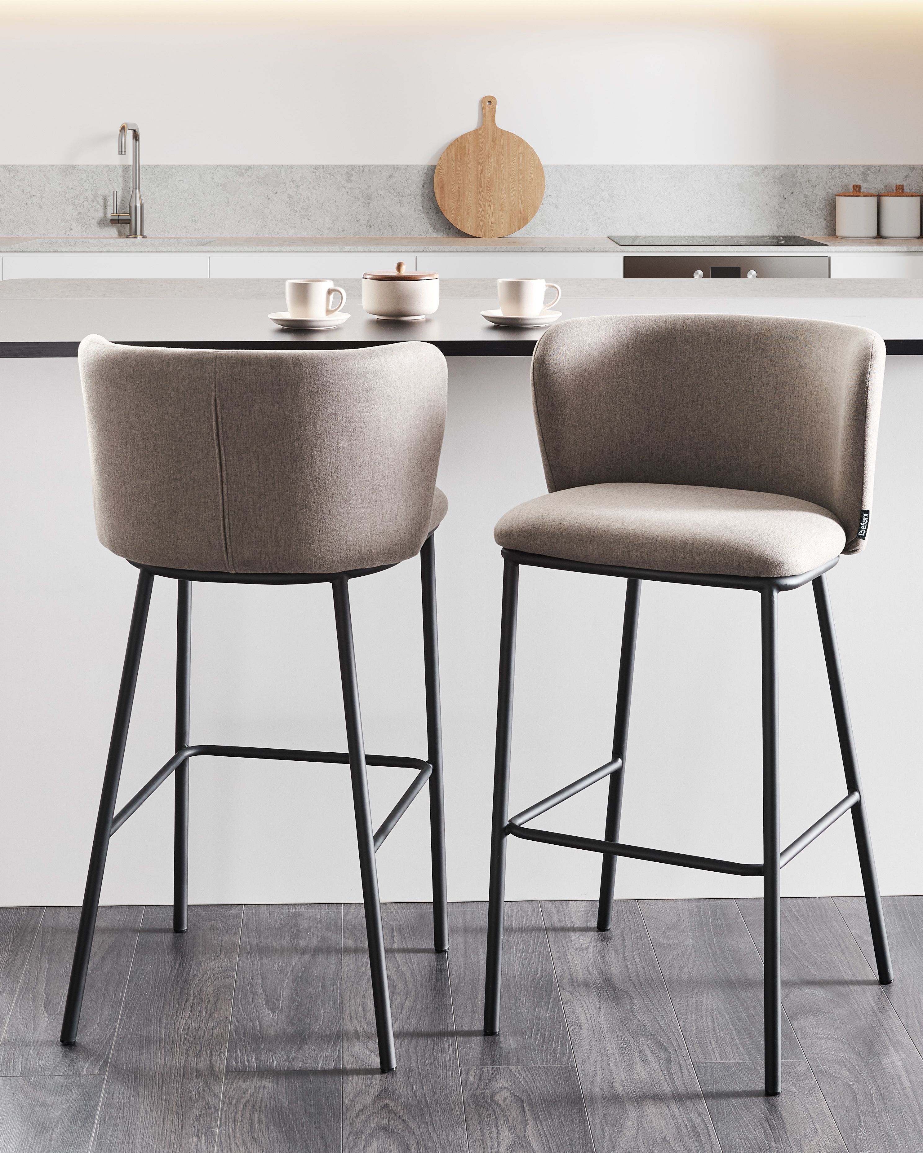 Set of 2 Bar Chairs MINA Taupe