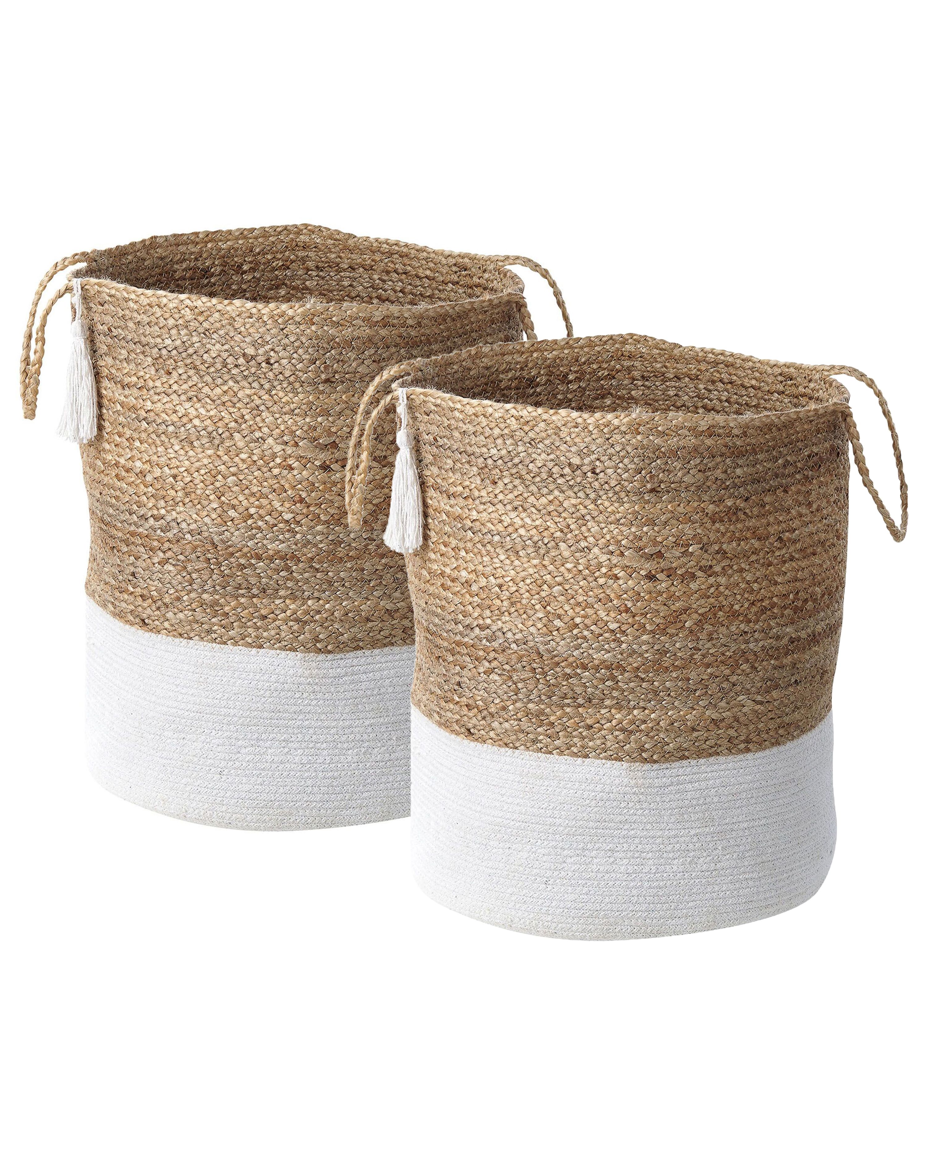 Set of 2 Baskets GAJAR Jute White