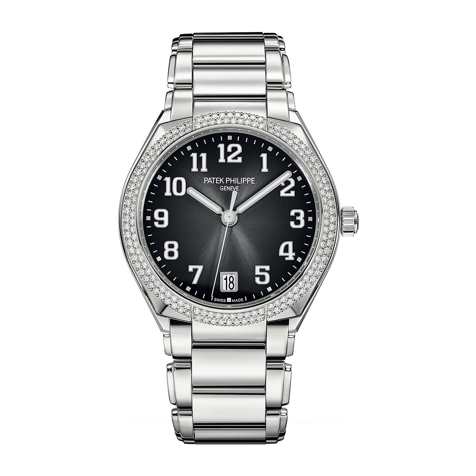 Fake Diamond Watch Replica Patek Philippe Twenty~4 Ladies Stainless Steel Grey Sunburst Dial 7300/1200A-010(1:1 replica) - Elite Watch Atelier