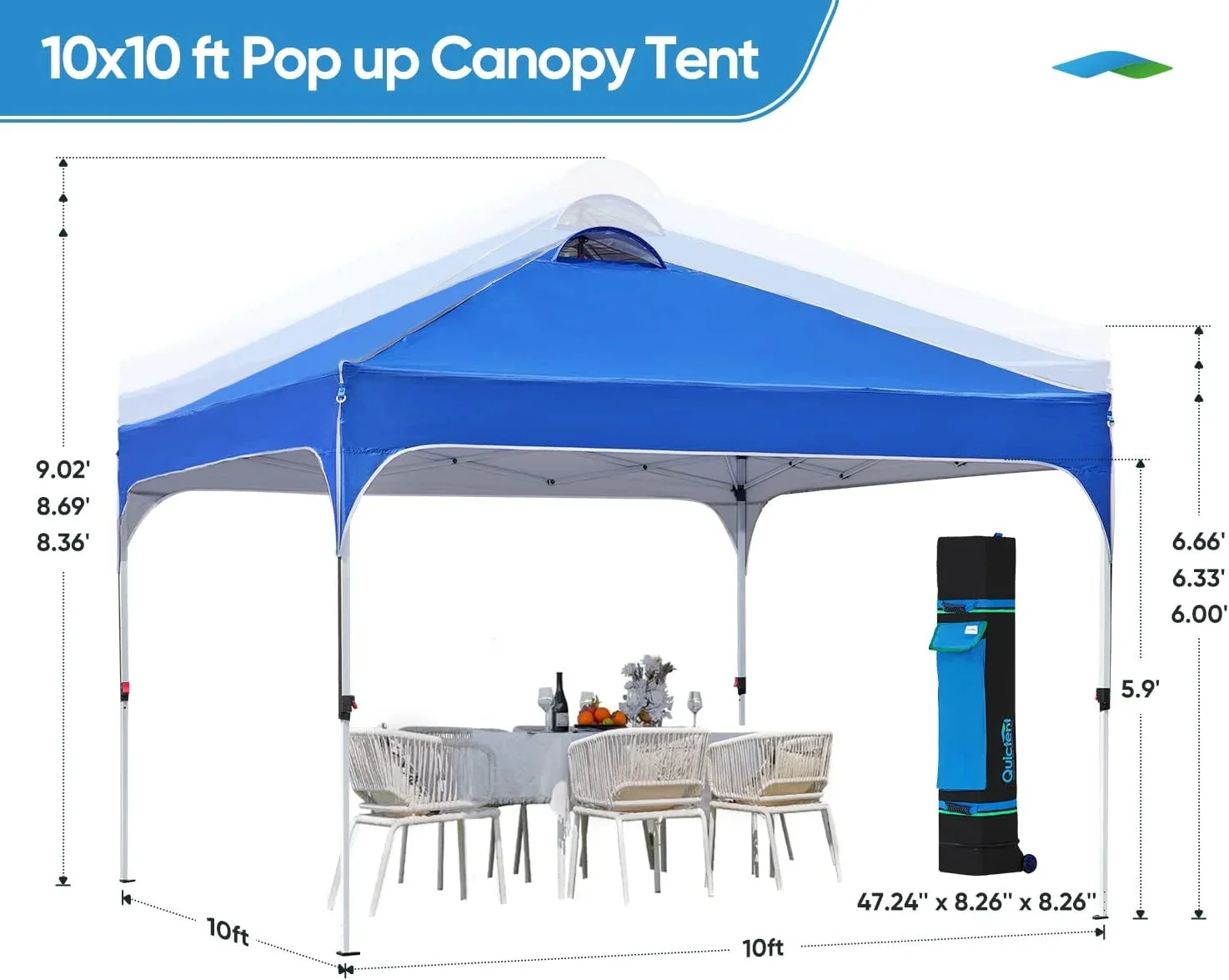Quictent 10 x 10 ft Pop-Up Canopy Tent With Reflective Top, Fluorescent Rope And Vented Top - Image 8 Quictent 10 x 10 ft Pop-Up Canopy Tent With Reflective Top, Fluorescent Rope And Vented Top - Image 8