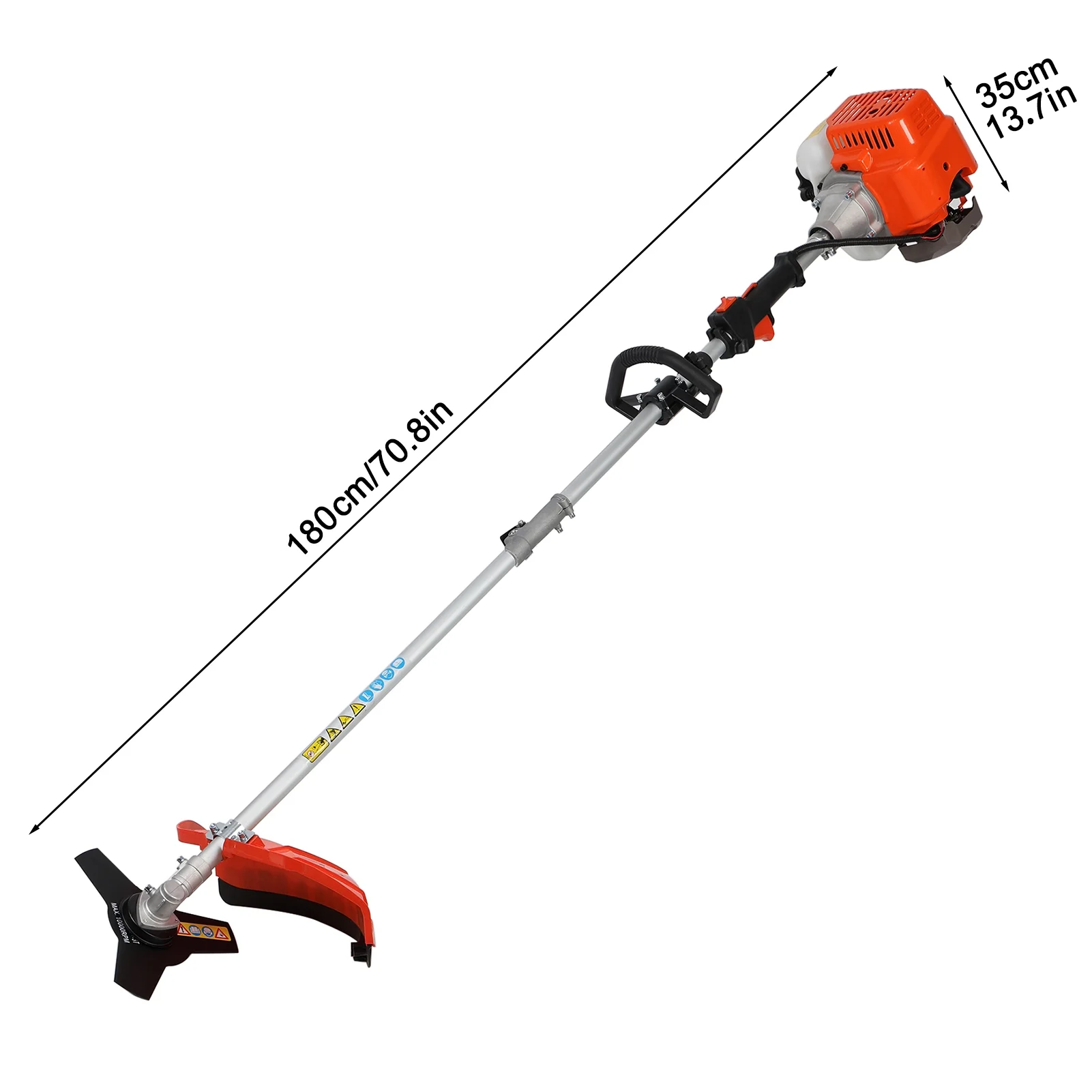 Gas Weed Eater 52cc, Powerful 2-Stroke Engine Weed Wacker with Multi-Function Attachments, 9500rpm Gas Powered Brush Cutter, Orange, for Lawn & Garden - Image 2