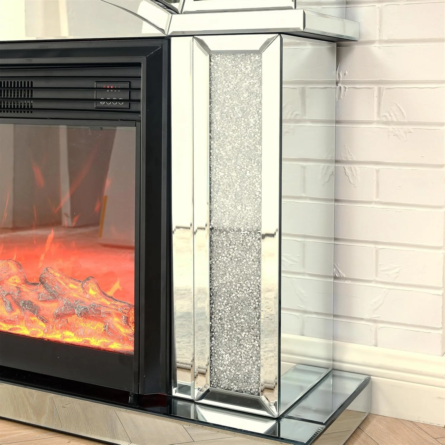 IKIFLY 47.24L x 41.33 H Mirrored Electric Fireplace - Image 26