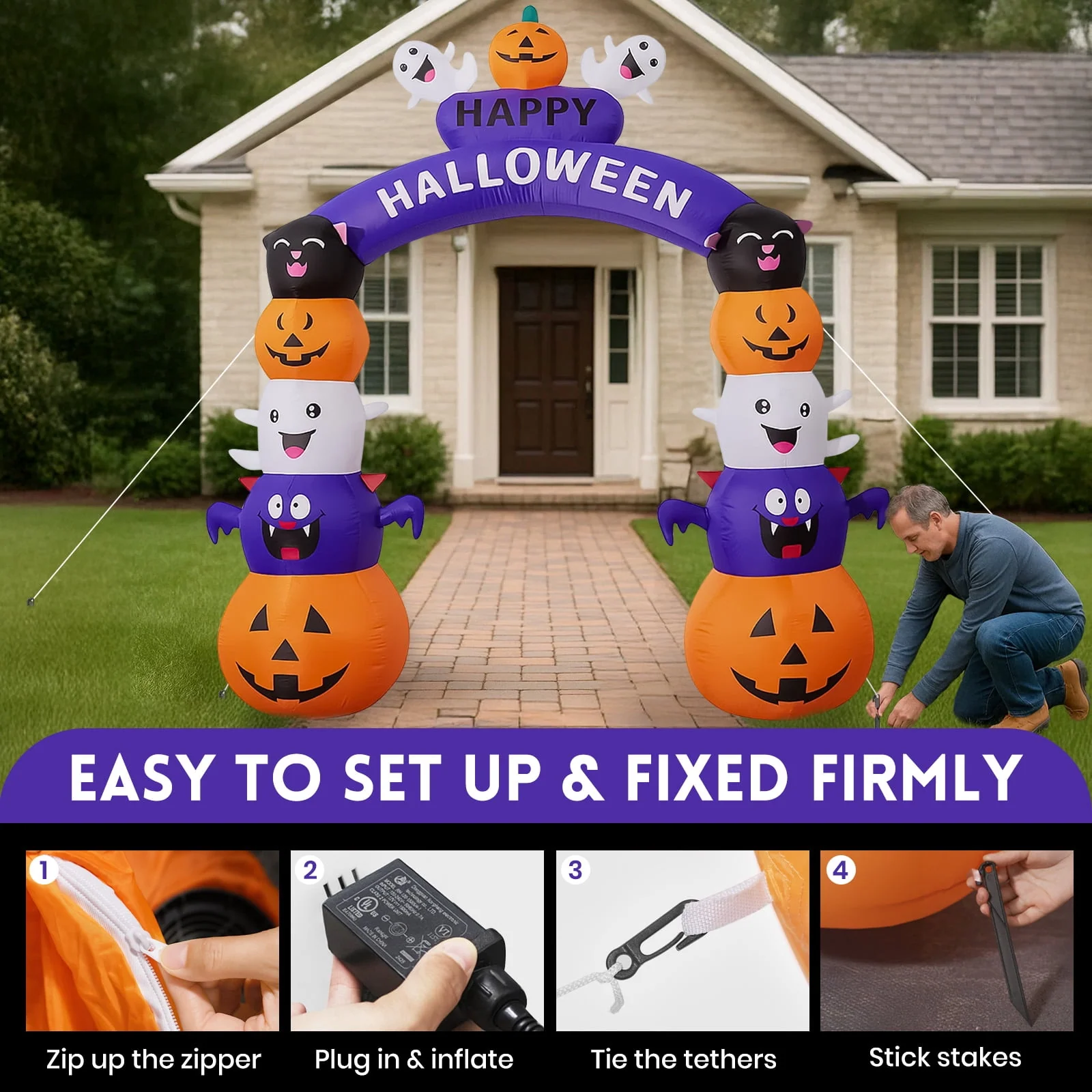 GVDV 8 FT Halloween Inflatables Archway Outdoor Decorations for Front Yard Lawn Garden Decor - Image 3 GVDV 8 FT Halloween Inflatables Archway Outdoor Decorations for Front Yard Lawn Garden Decor - Image 3