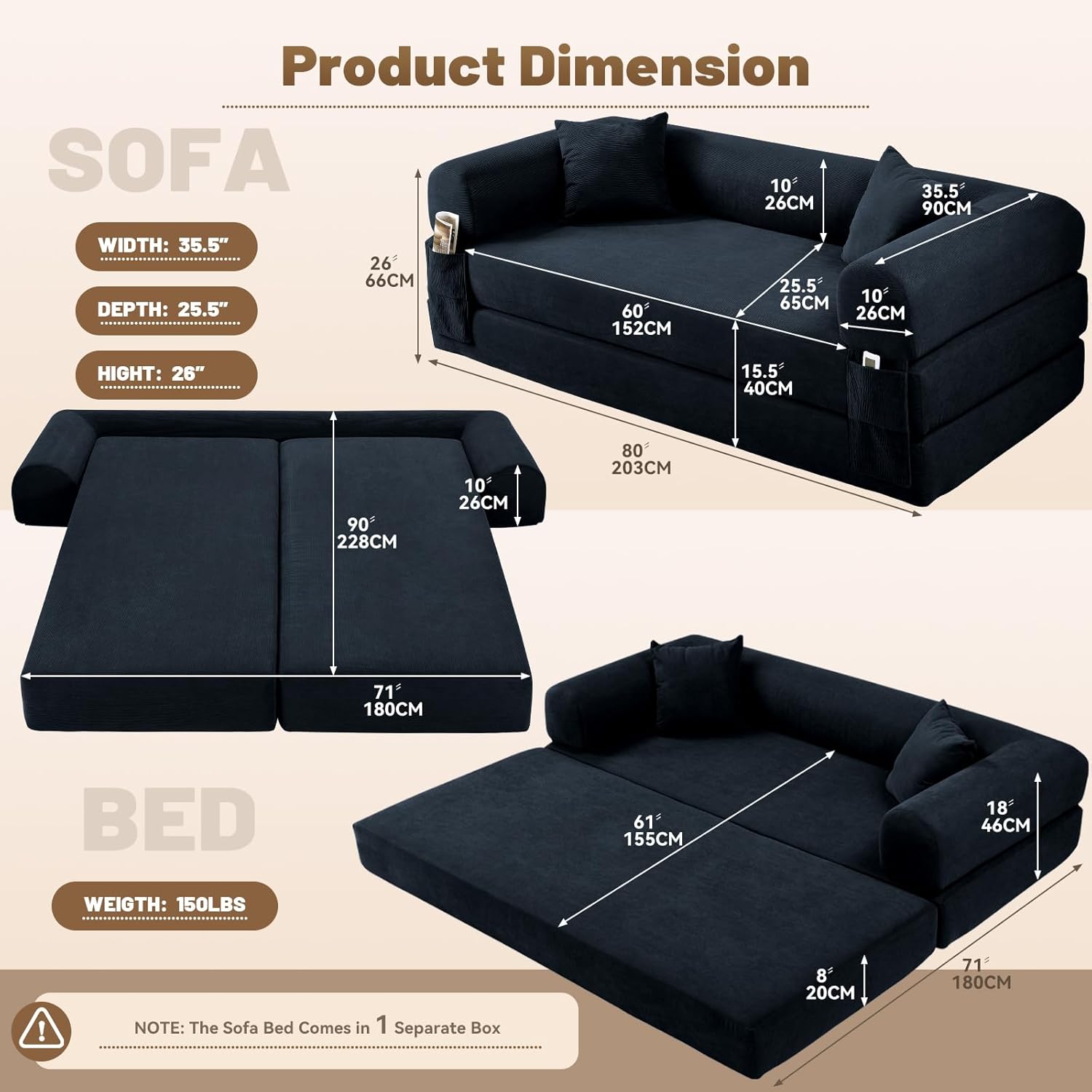 Convertible Futon Sofa Bed,80