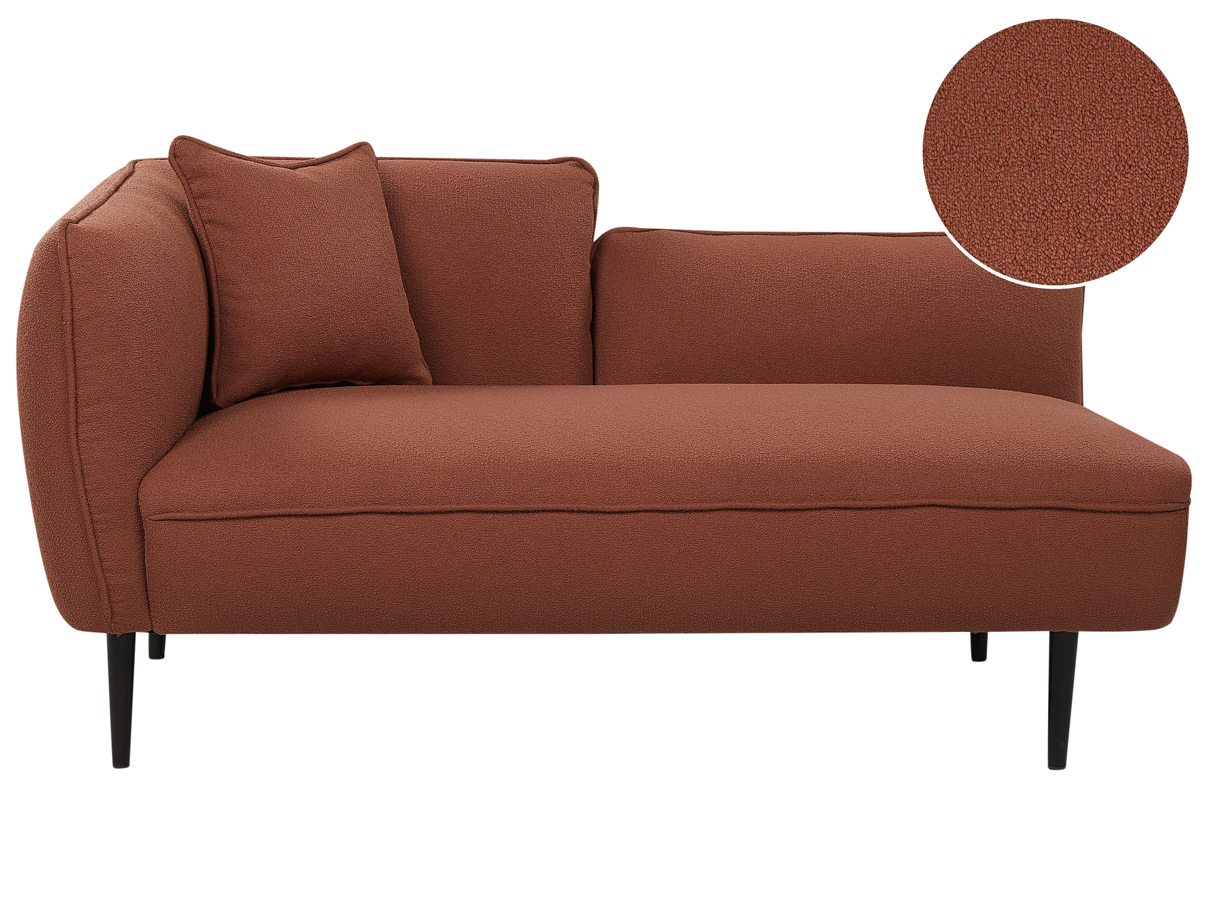 Left-Hand Chaise Lounge CHEVANNES Boucle Dark Red
