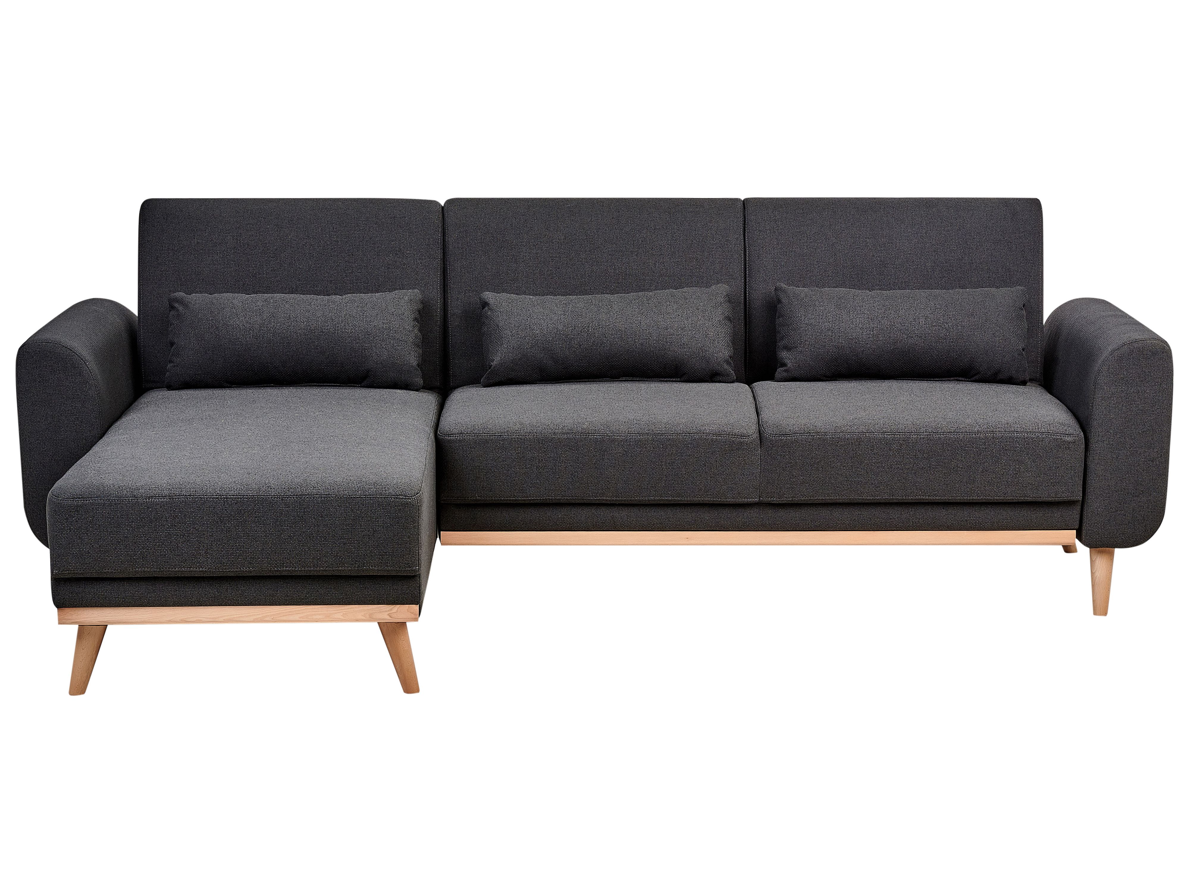 Corner Sofa Bed 3 Seater OLLSTA Fabric Black Right Hand