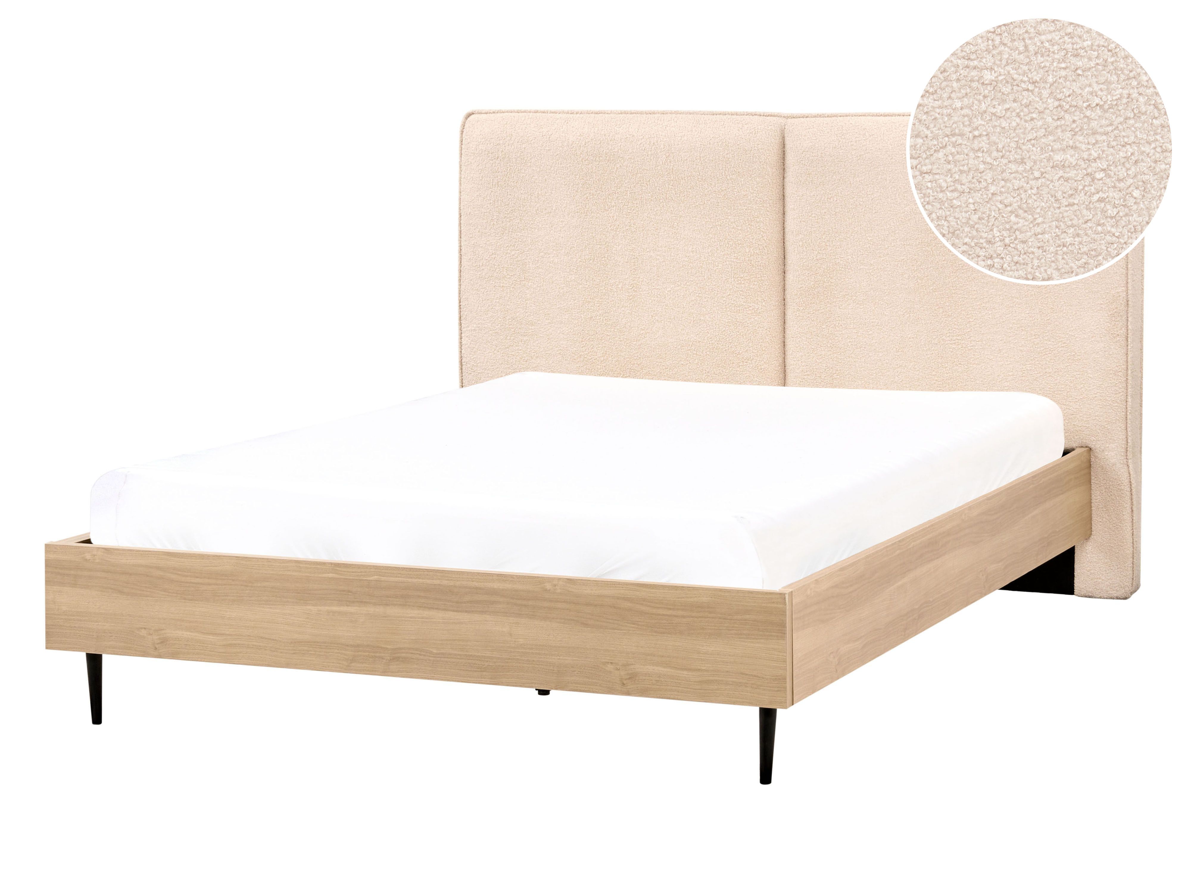 Bed Boucle IZERNORE 140 x 200 cm (EU Double) Beige