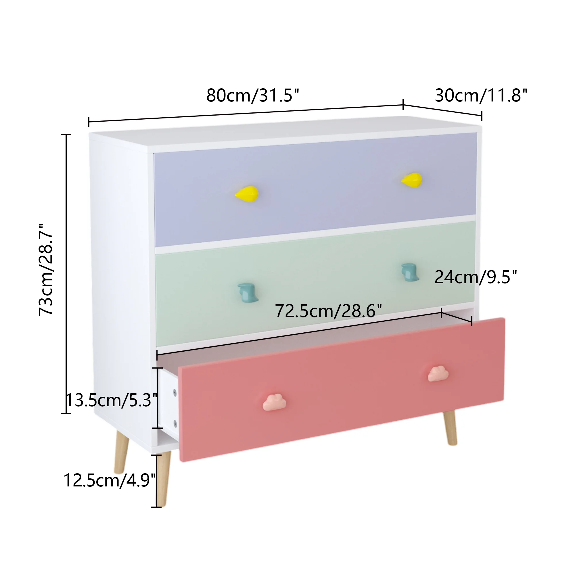 Miniyam Drawer Dresser with Glides & Safety Design for Kids, Colorful - Image 8