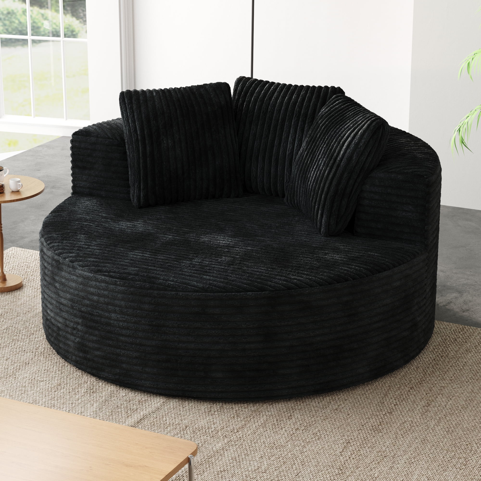 Sodrens Oversized Chaise Lounge Chair Indoor,Upholstered Sofa Bed with Throw Pillows and Armrests,Sleeper Chair for Living Room,Bedroom,Brown,Corduroy - Image 59