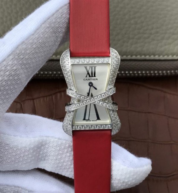 Replica Cartier High Jewelry Watches WJ306014 White Dial Red Fabric Strap - Top club