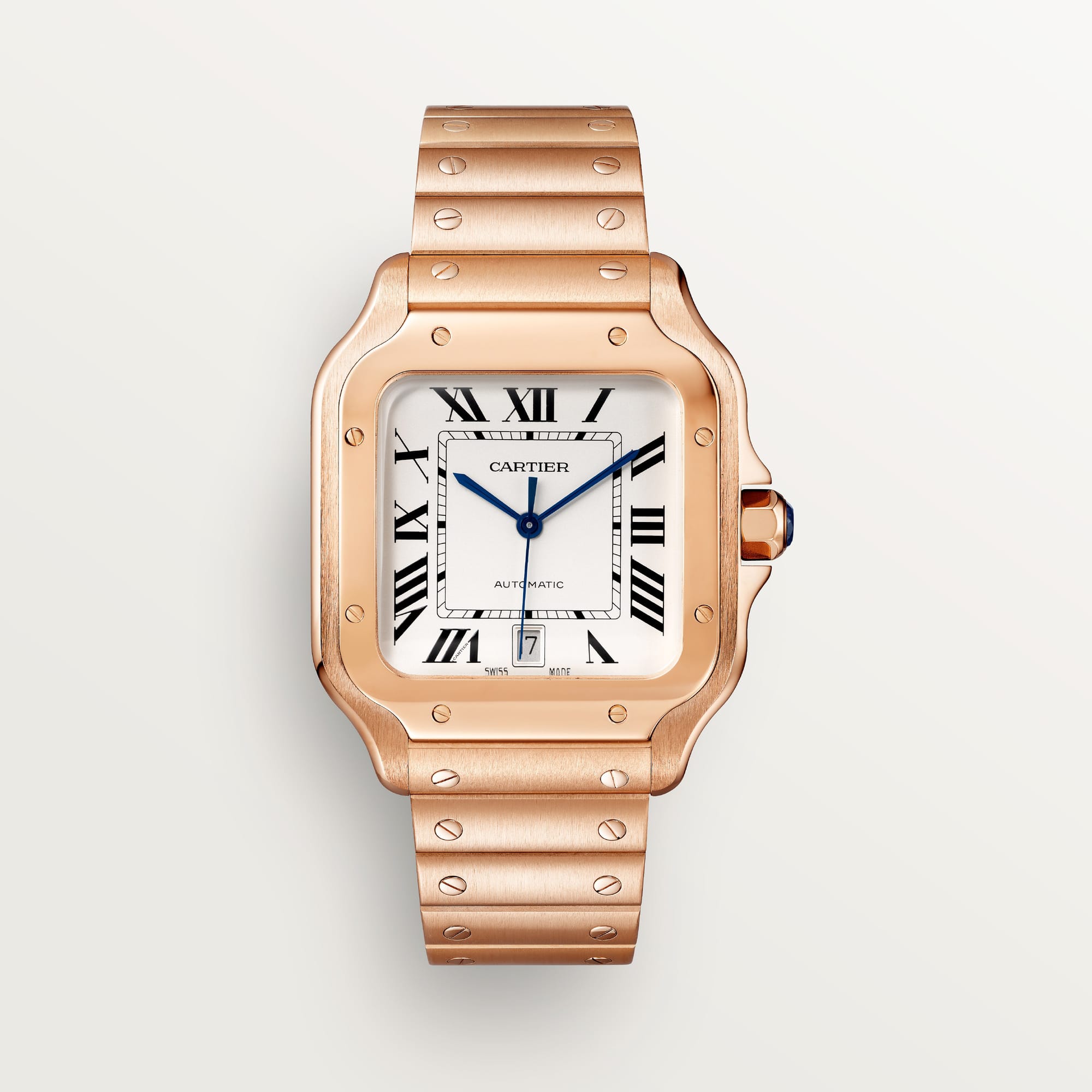 Fake cartier watch Santos large model mechanical movement Silver Dial Rose Gold WGSA0018(1:1 replica) - Top club