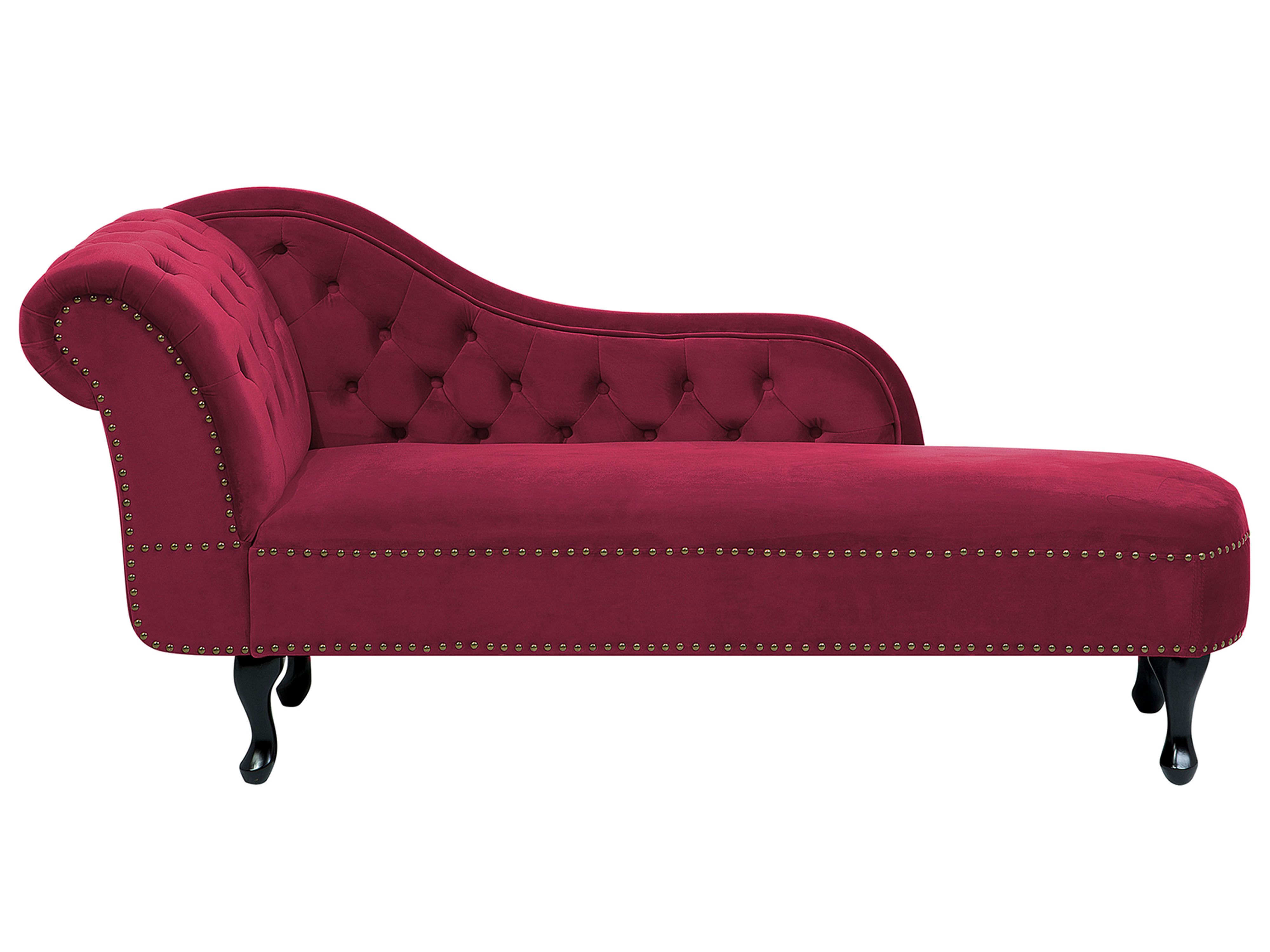 Left-Hand Chaise Lounge NIMES Velvet Burgundy