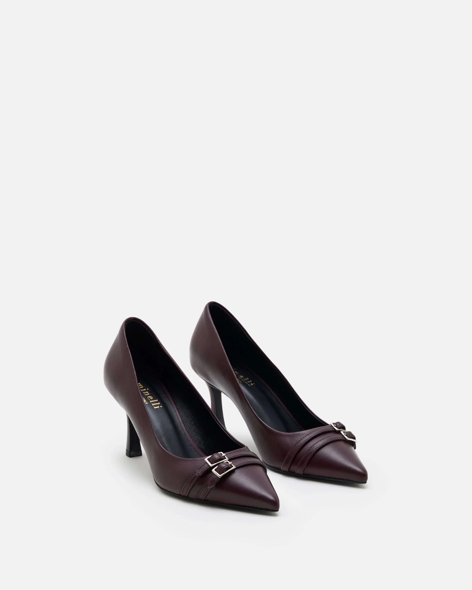 ESCARPINS FLORA - En cuir à talons kitten pourpre