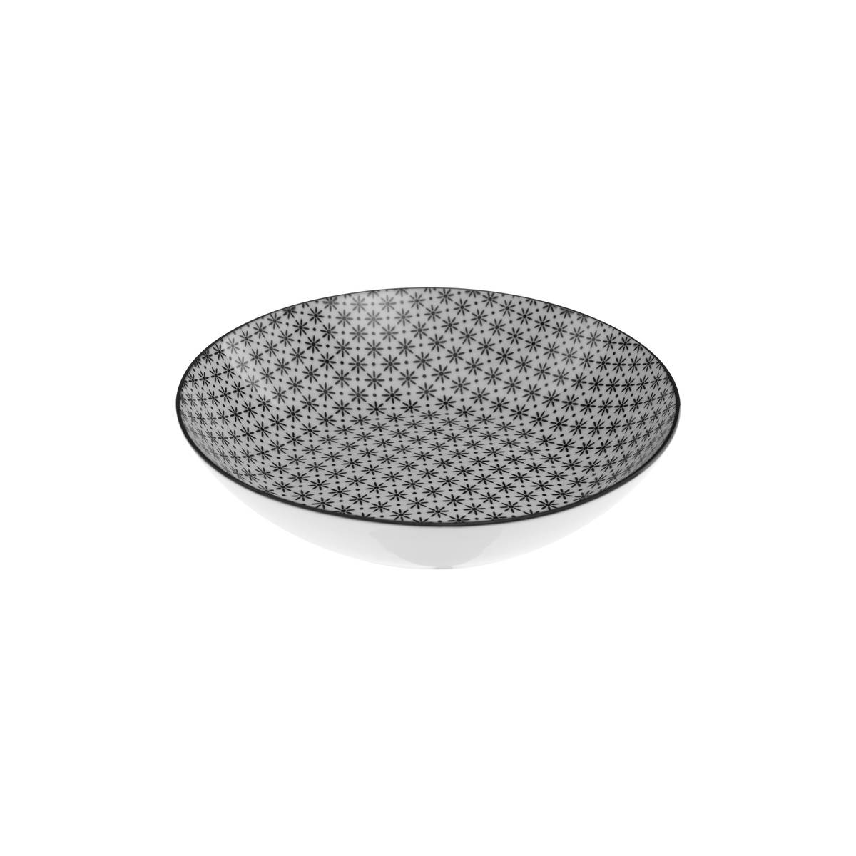 Set of 6 deep plates "Bohemia" D.20 cm, Black & White