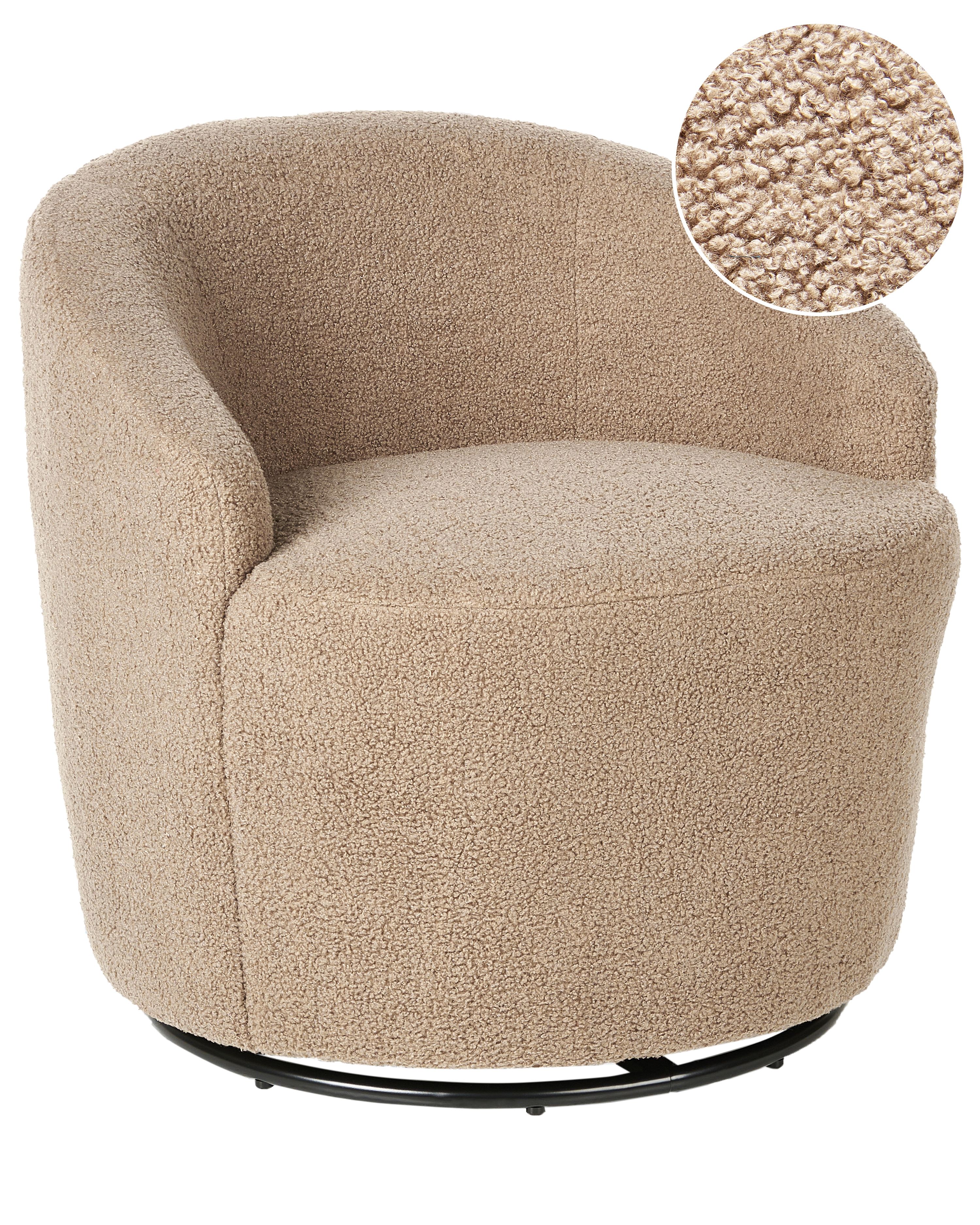 Swivel Armchair DAVIK Boucle Taupe