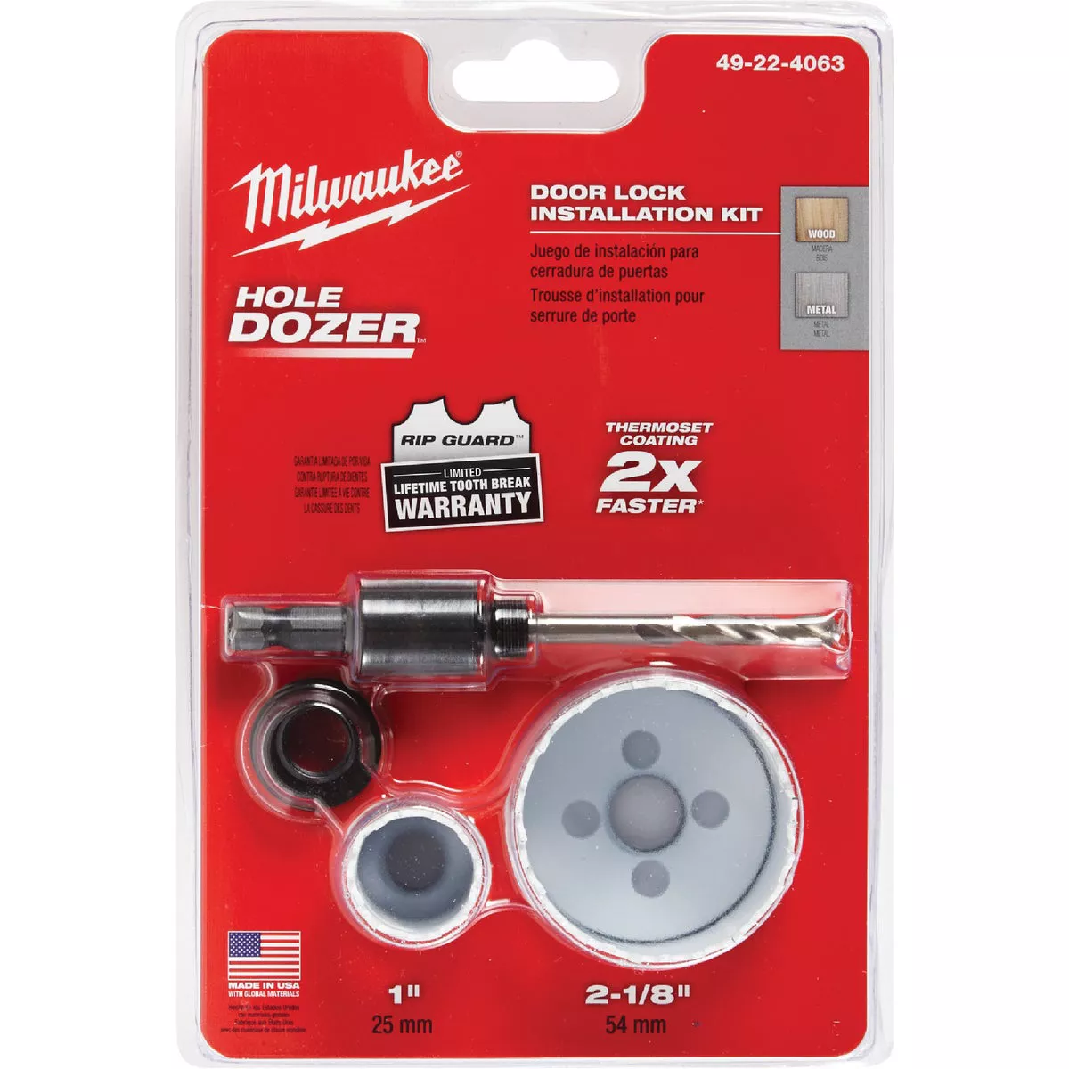 Milwaukee HOLE DOZER Bi-Metal Door Lock Installation Hole Saw Set (4-Piece)