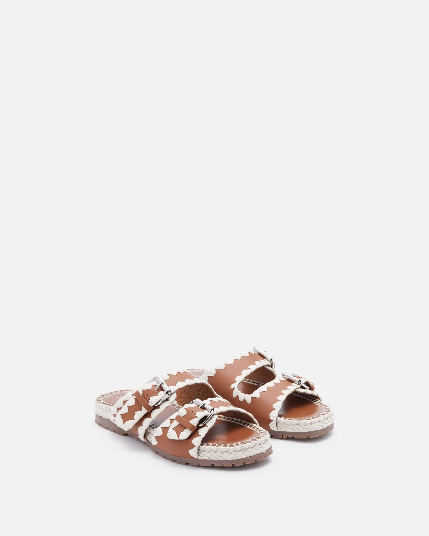 MULES ISALYS - En cuir à double brides cognac