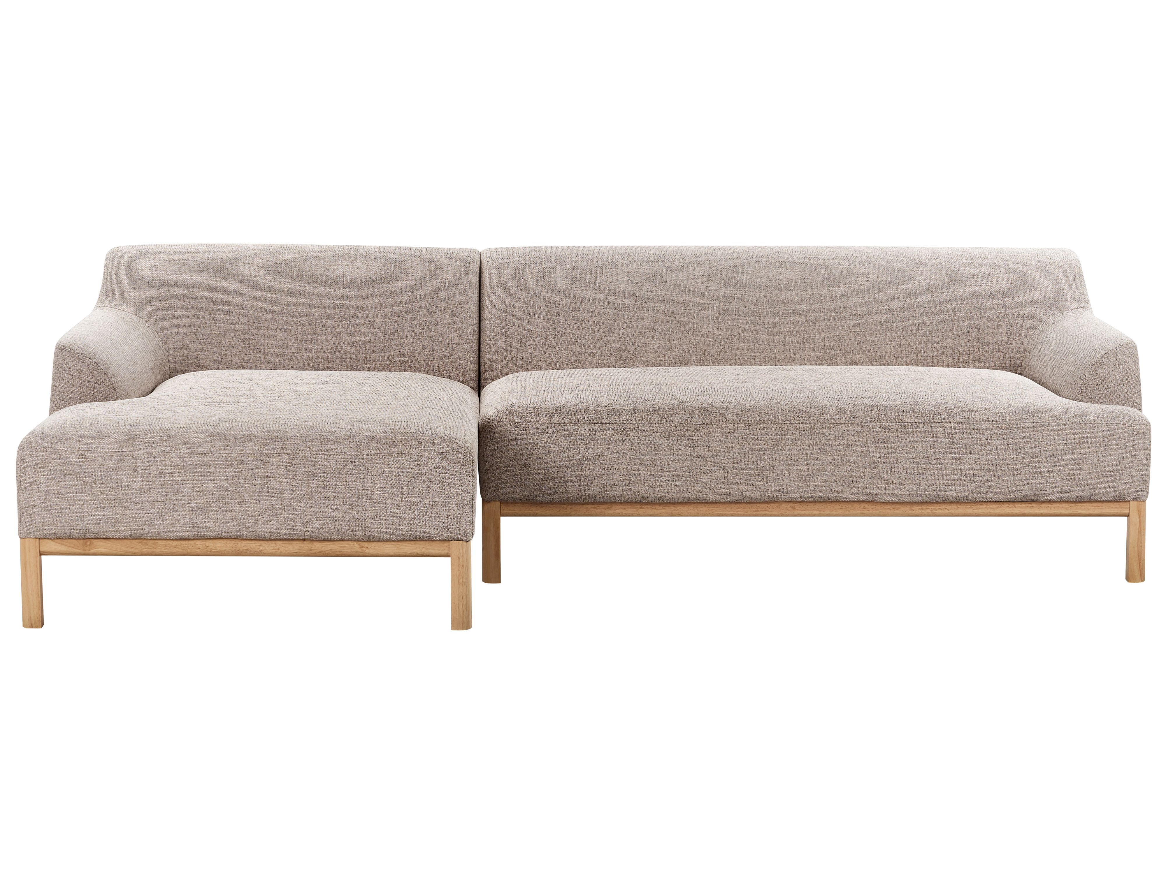 Corner Sofa 3 Seater SOSJO Fabric Light Brown Right Hand