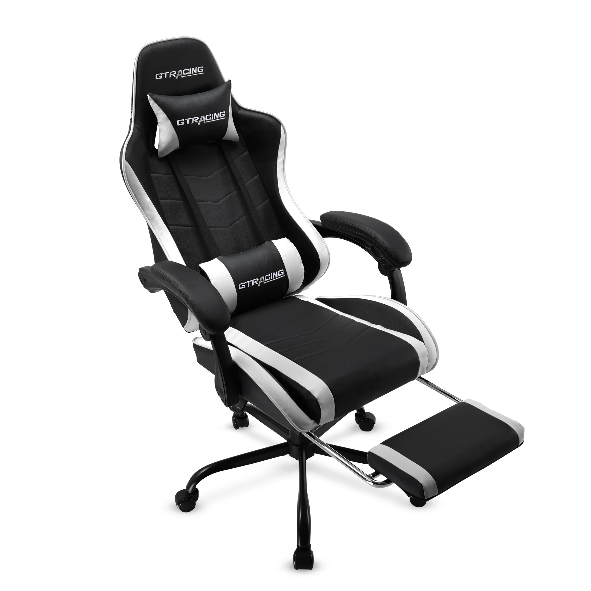 GTRACING GTWD-200 Ergonomic Gaming Chair with Adjustable Pillows and Footrest , White - Image 8