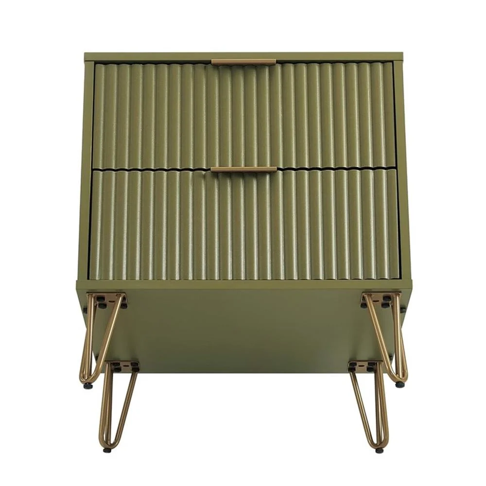 Pemberly Row Nightstand from Engineered Wood in Olive Green - Set of 2 - Image 10