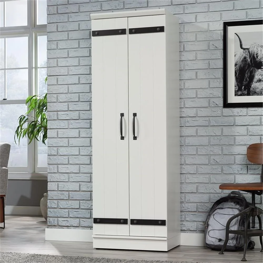 Pemberly Row Farmhouse Engineered Wood 2-Door Narrow Storage Cabinet in Salt Oak - Image 23