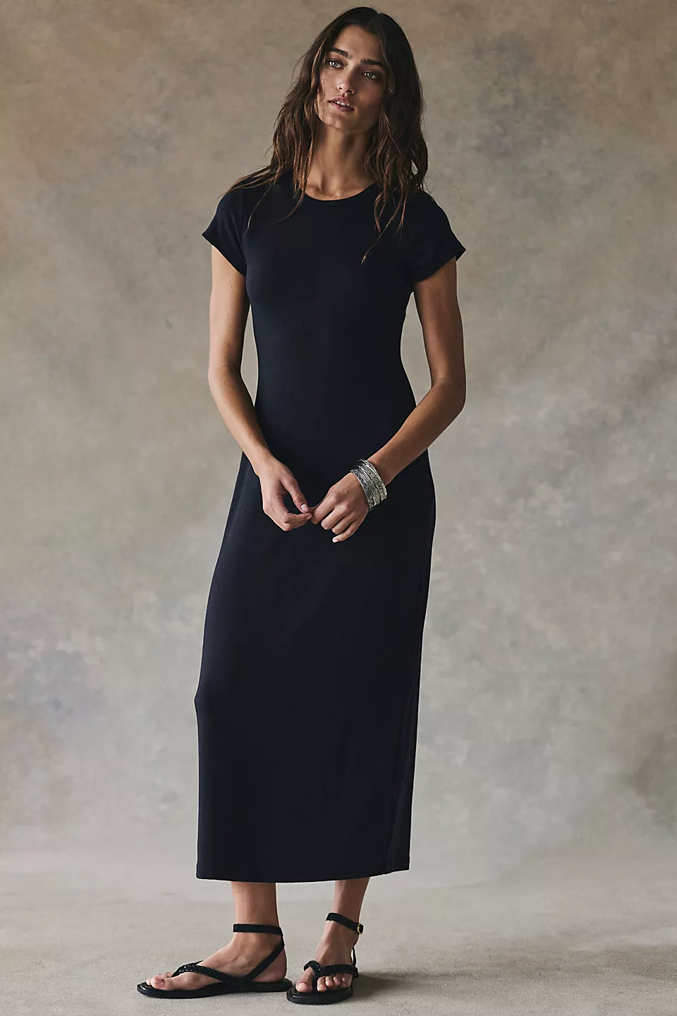 Good Feels Slim Midi Dress-Black