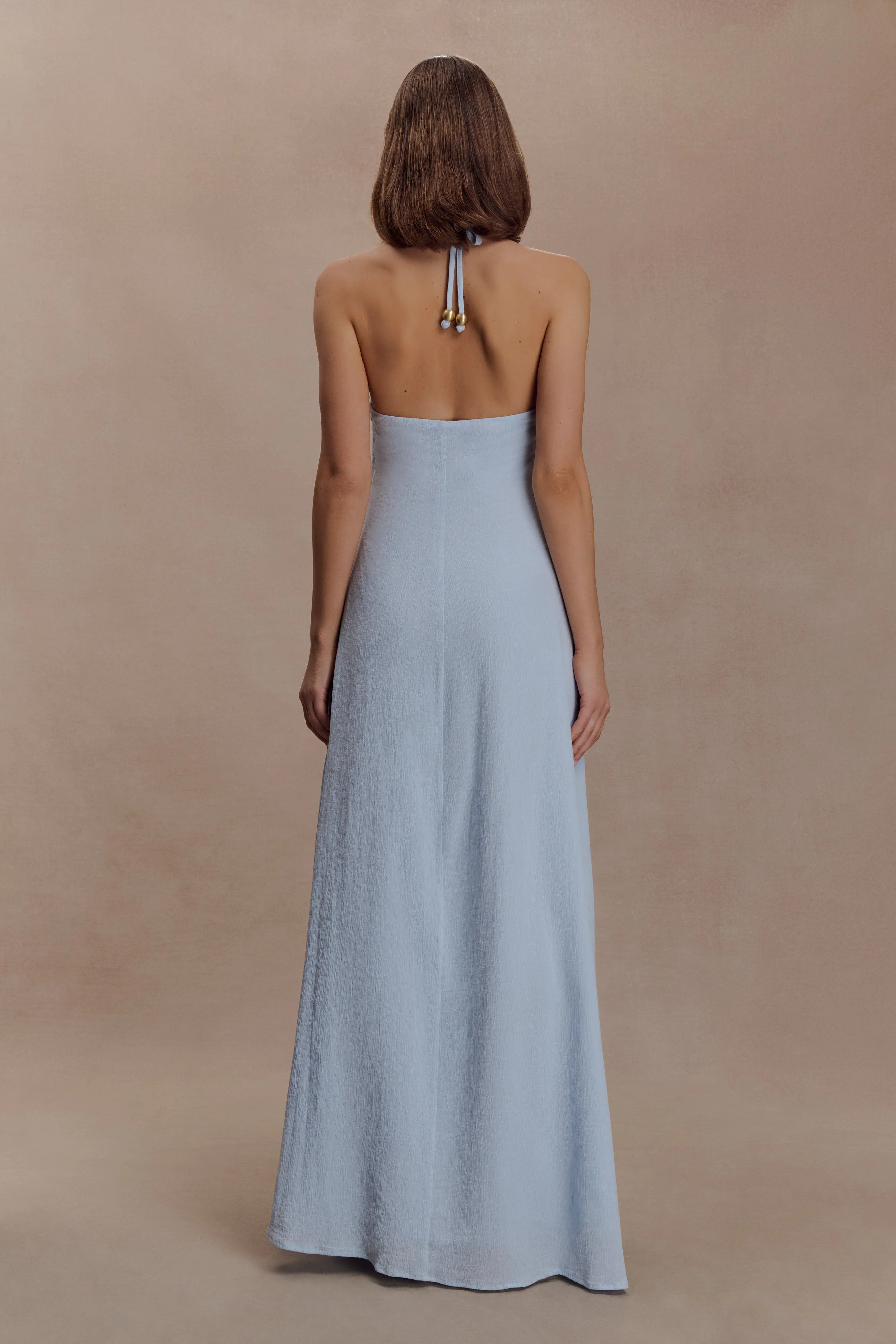 Abeda Cotton Maxi Dress With Hardware - Pale Blue