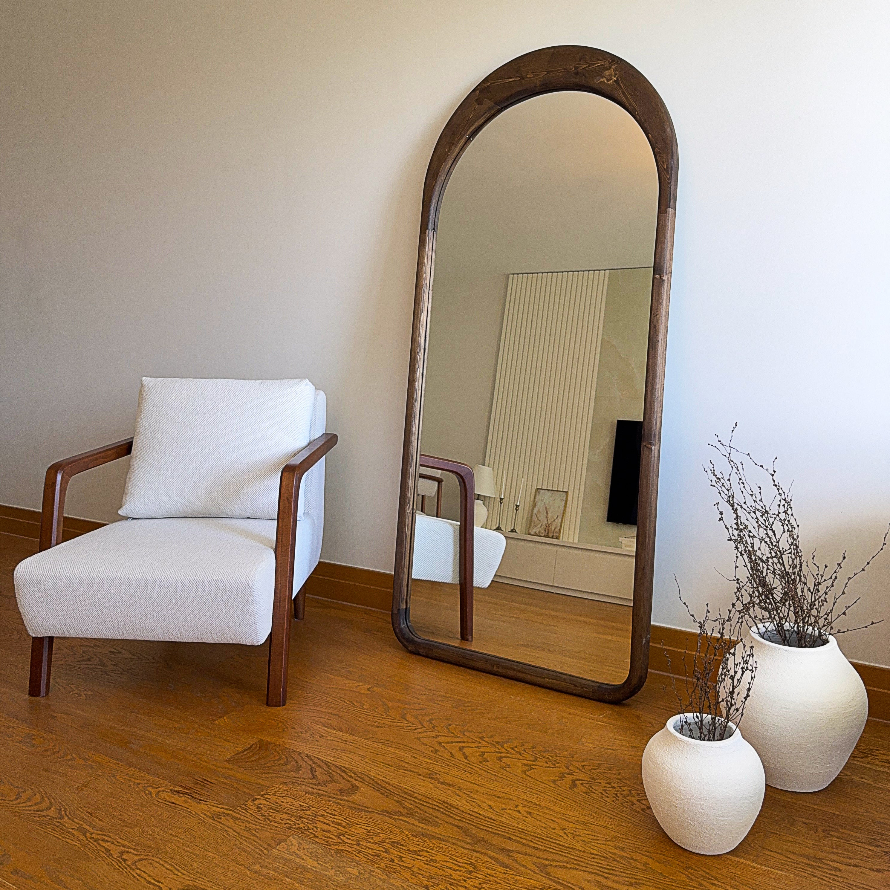 Blokker Solace Spiegel 180 x 80 cm - Ovaal - Walnoot