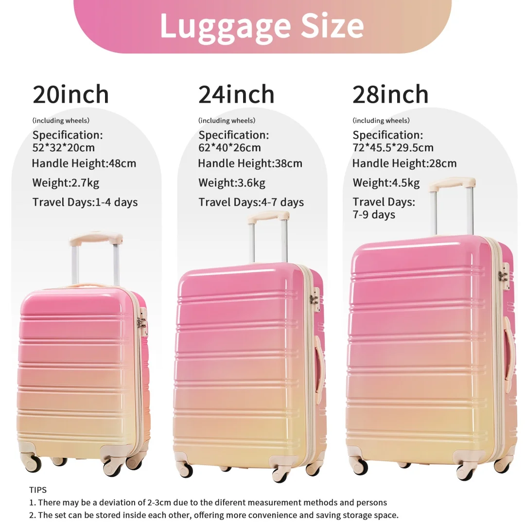 3 Piece Luggage Sets, Hard Shell Suitcase 20/24/28 Inches with TSA Lock and Spinner Wheels, Expandable Lightweight Travel Luggage for Men Women, Multicolor purple - Image 12