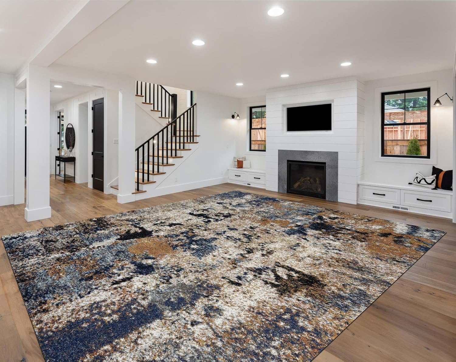 Keen Home Design Area Rugs - 9x12 Non-Shedding, Abstract Rugs for Kitchen, Living Room, Bedroom, Dining Room, Entryway - Size: 9'2