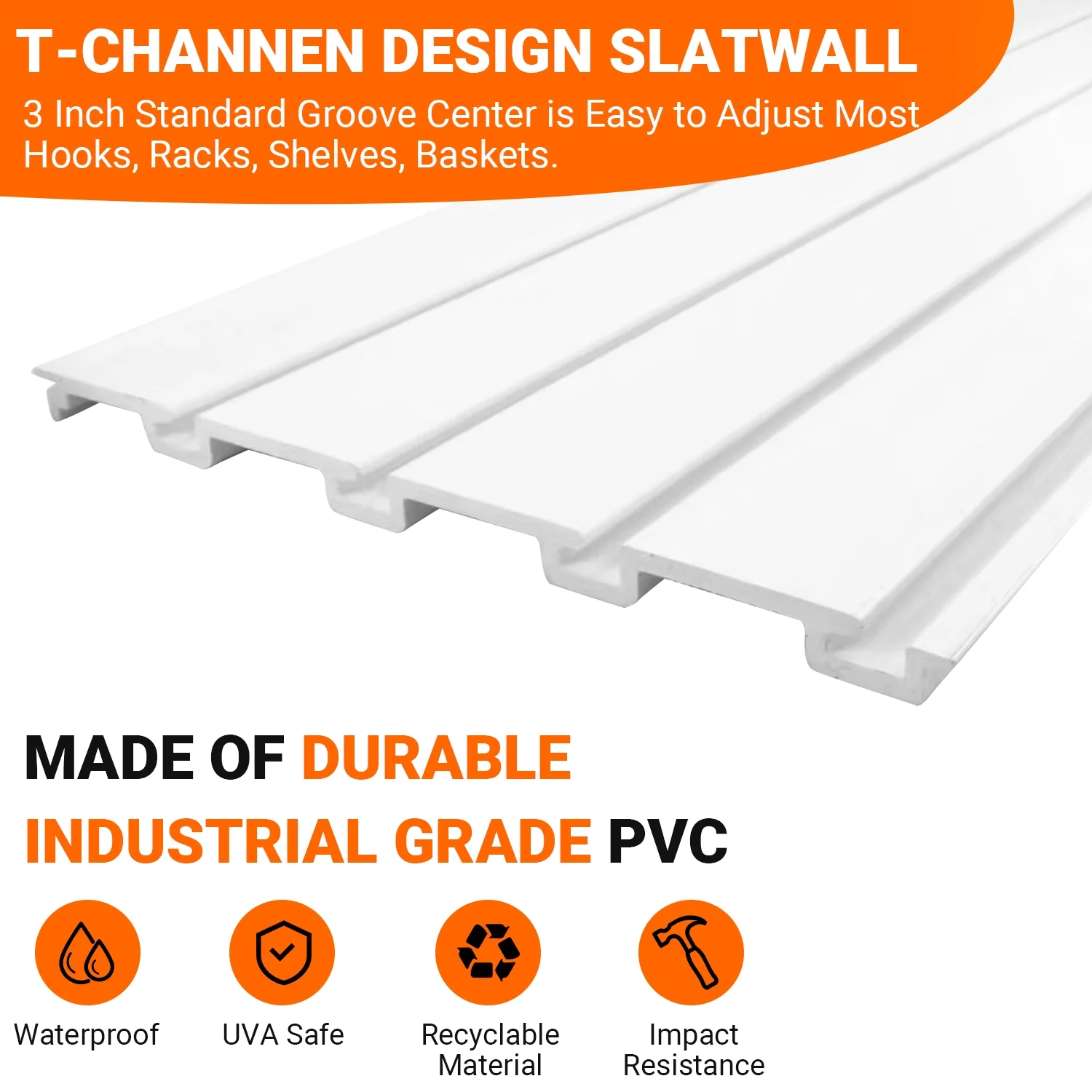 Slat Wall Paneling Garage Storage PVC Wall Panels, Slatswall Board Garage Home Organizer Wall Mounted 8ft x 4ft (32 sqft), Heavy Duty Pegboard for Tool Organization Slatwall System for Workshop White