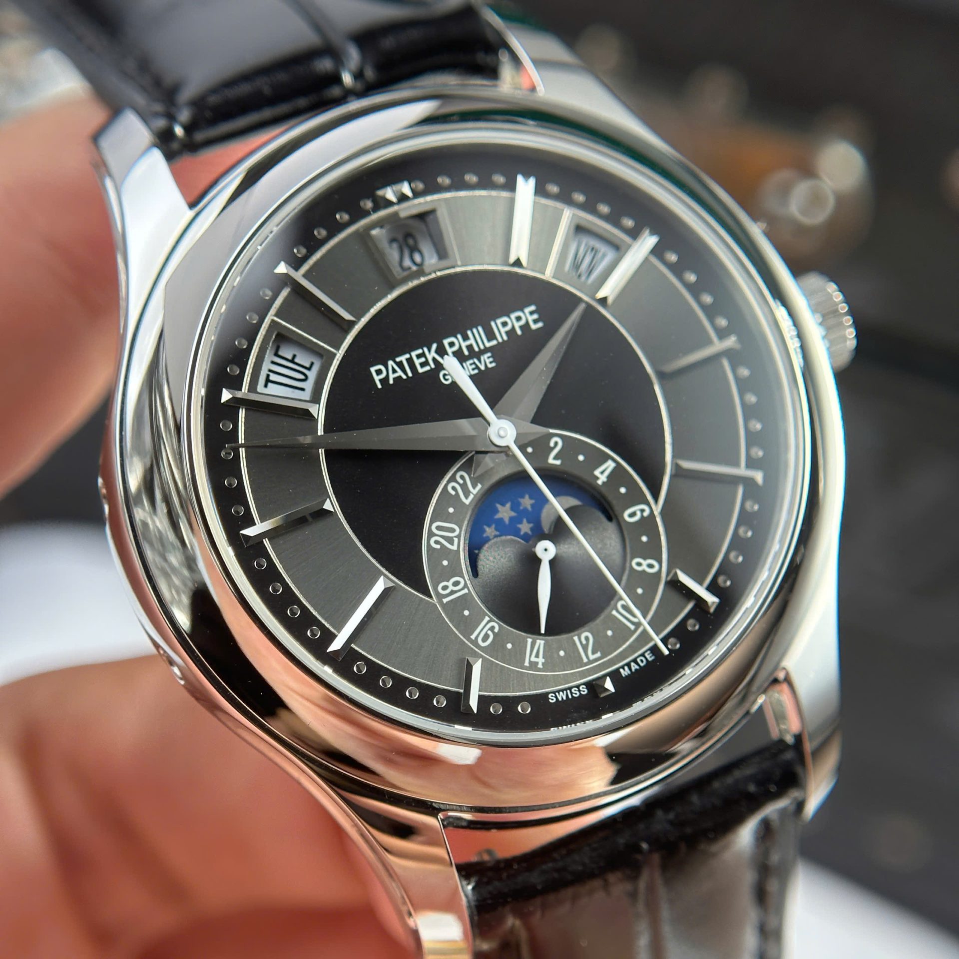 Patek Philippe Replica Watch Complications 5205G Gray Dial Leather Strap 40mm - Top club
