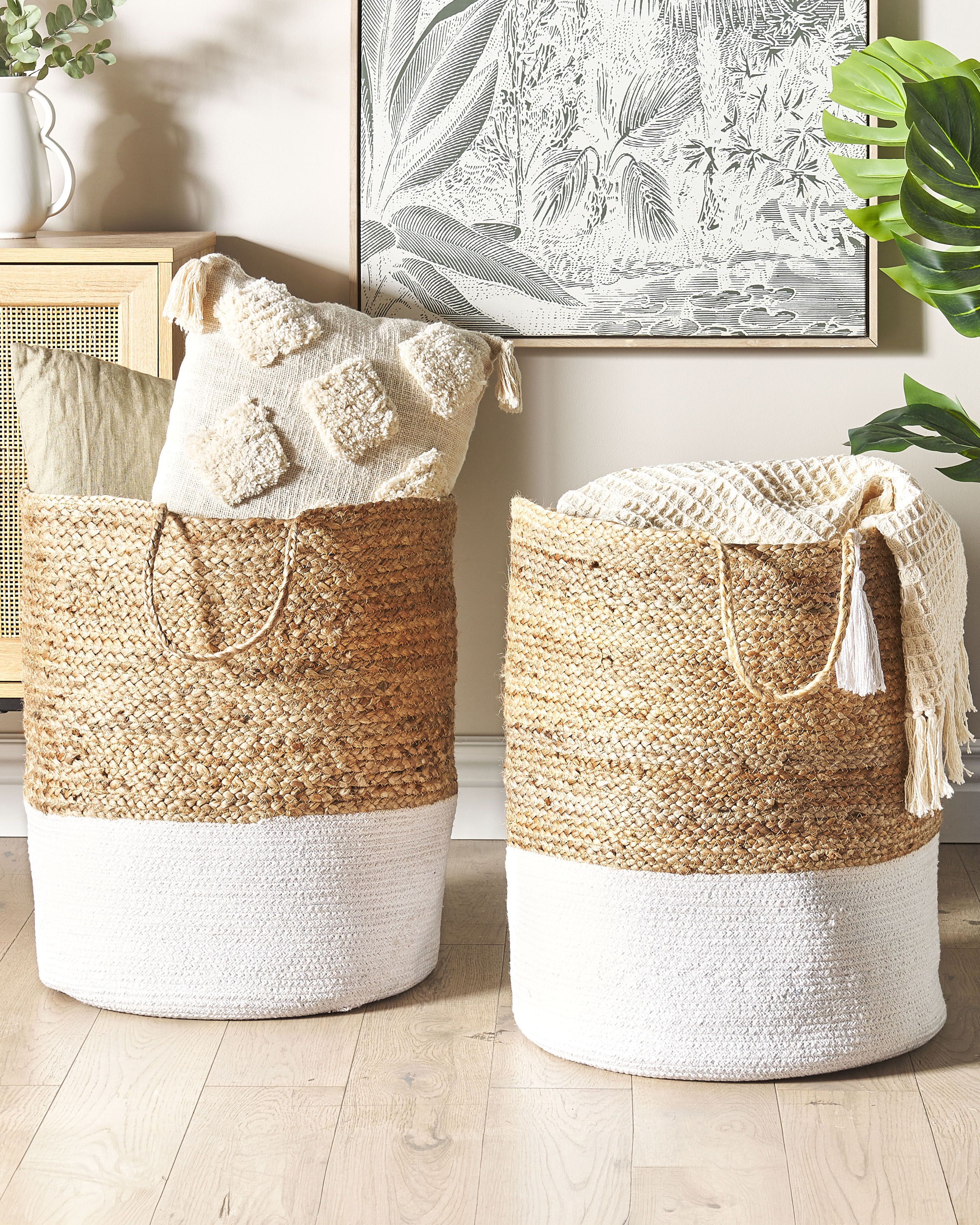 Set of 2 Baskets GAJAR Jute White